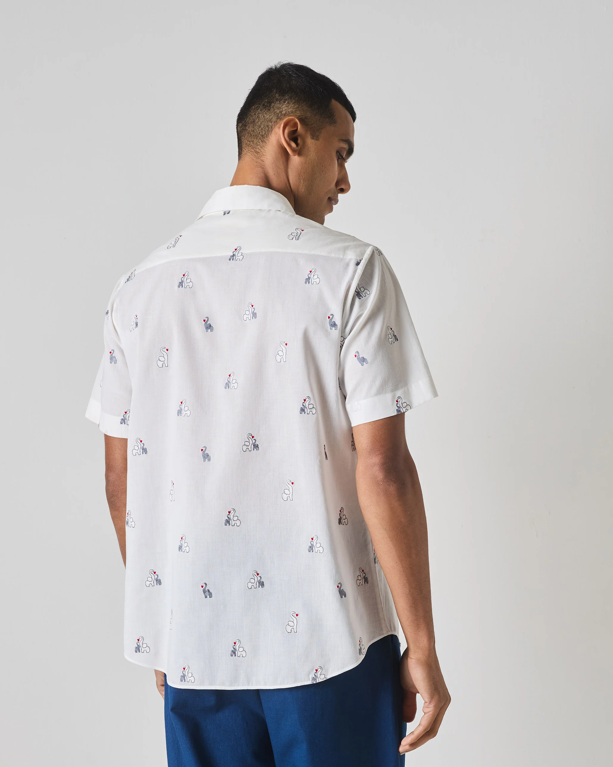 Half Sleeves Shirt - Grey & Black Embroidered - Image 3