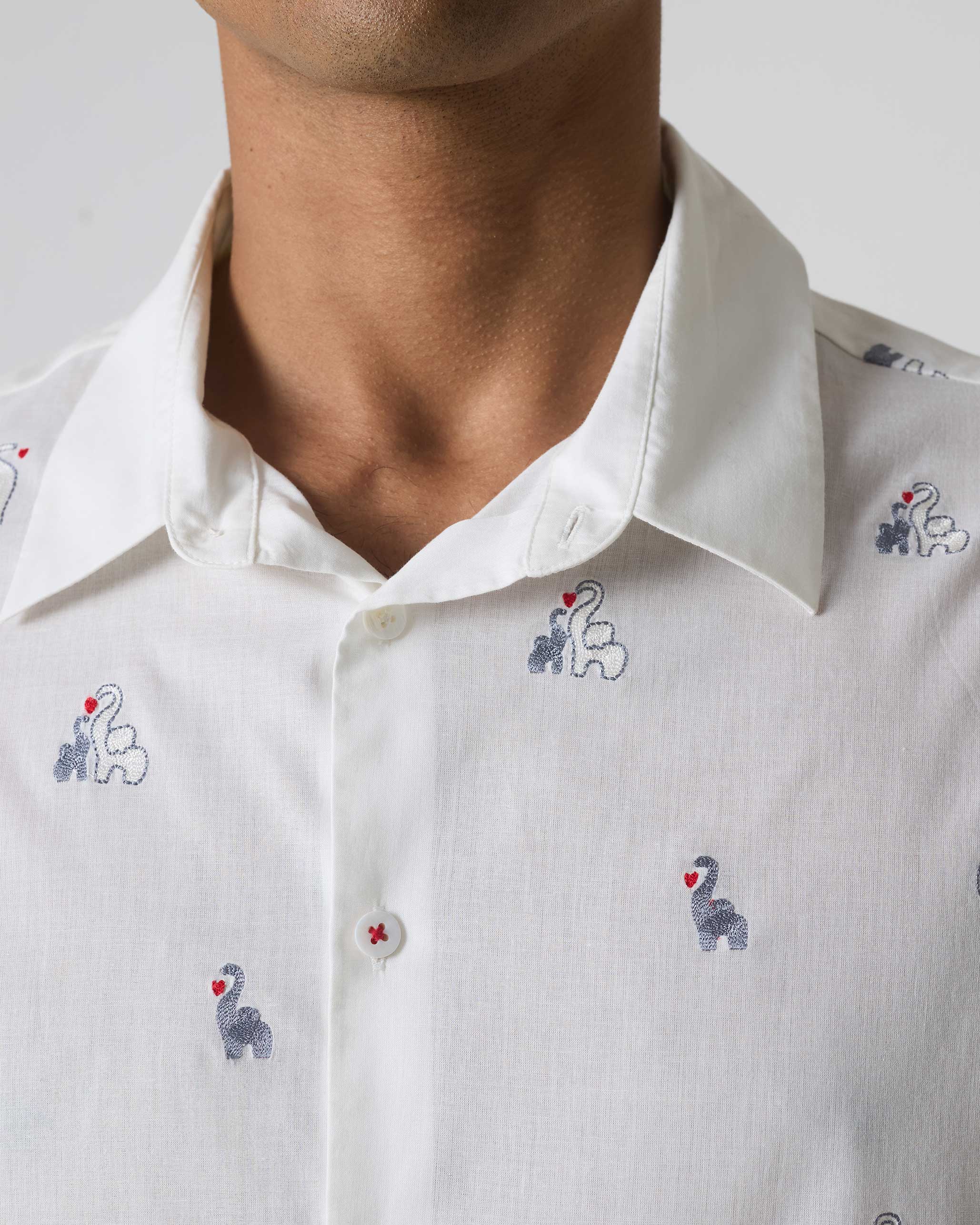 Half Sleeves Shirt - Grey & Black Embroidered - Image 4