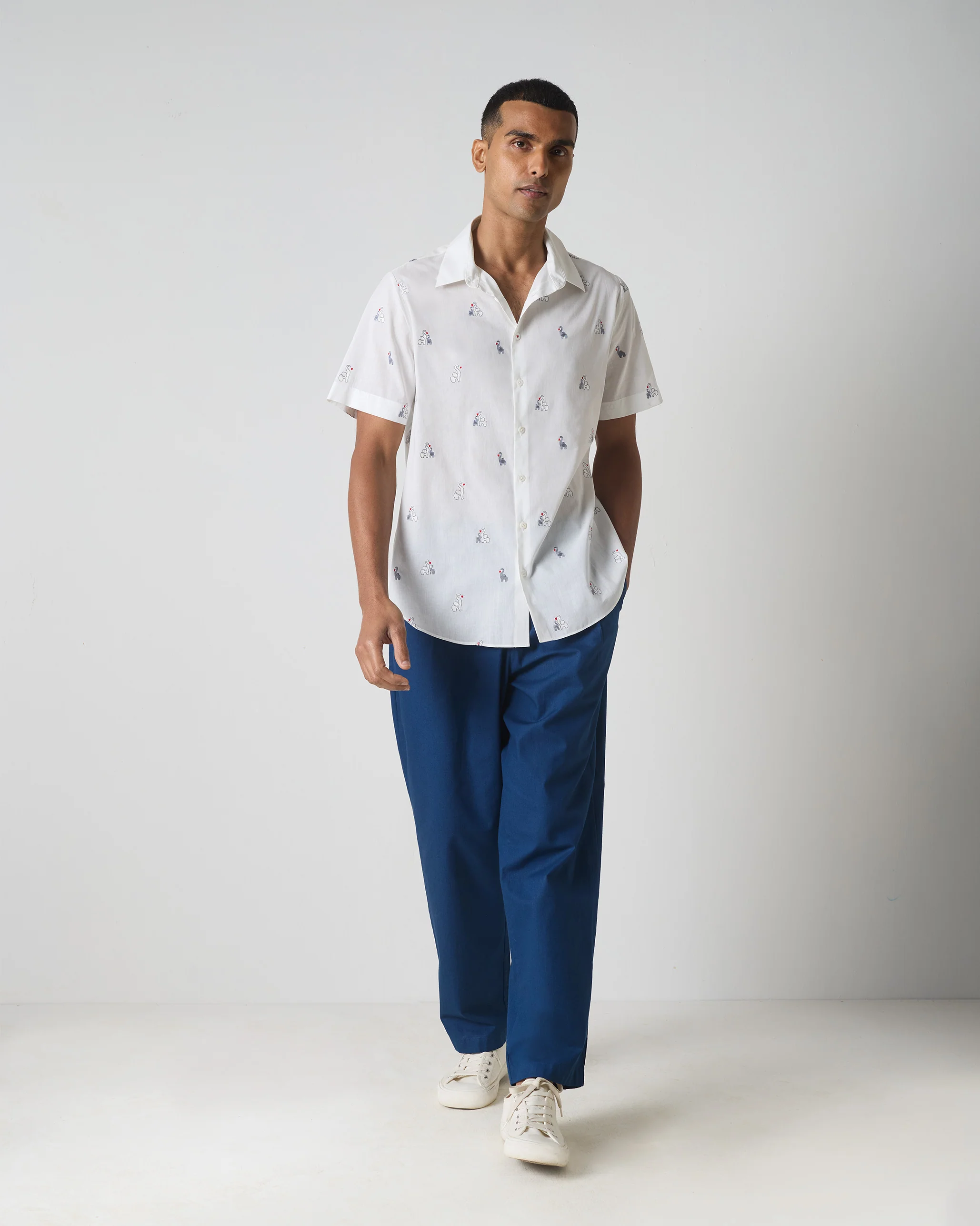Half Sleeves Shirt - Grey & Black Embroidered - Image 5