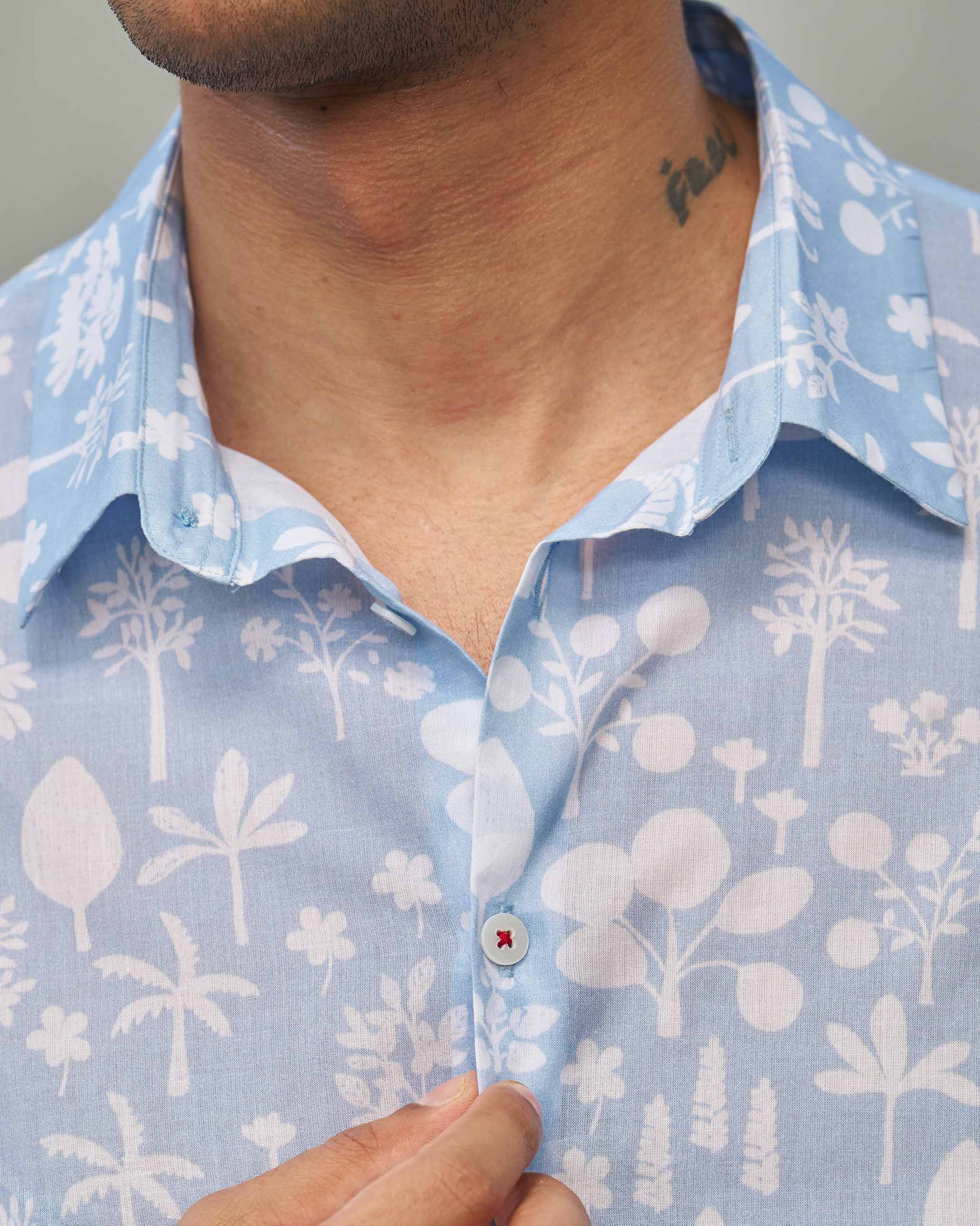 Half Sleeves Shirt - Light Blue - Image 3