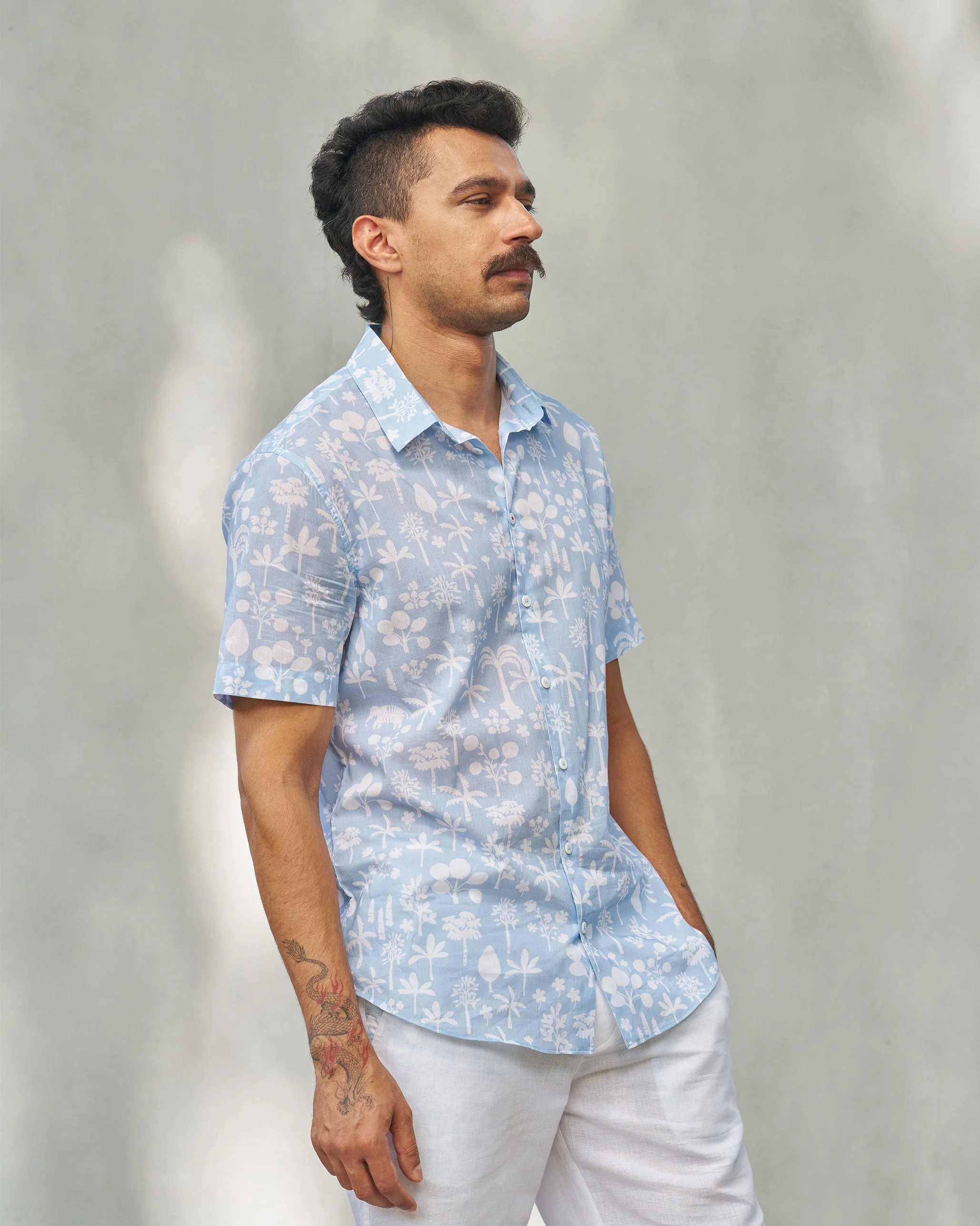 Half Sleeves Shirt - Light Blue - Image 4