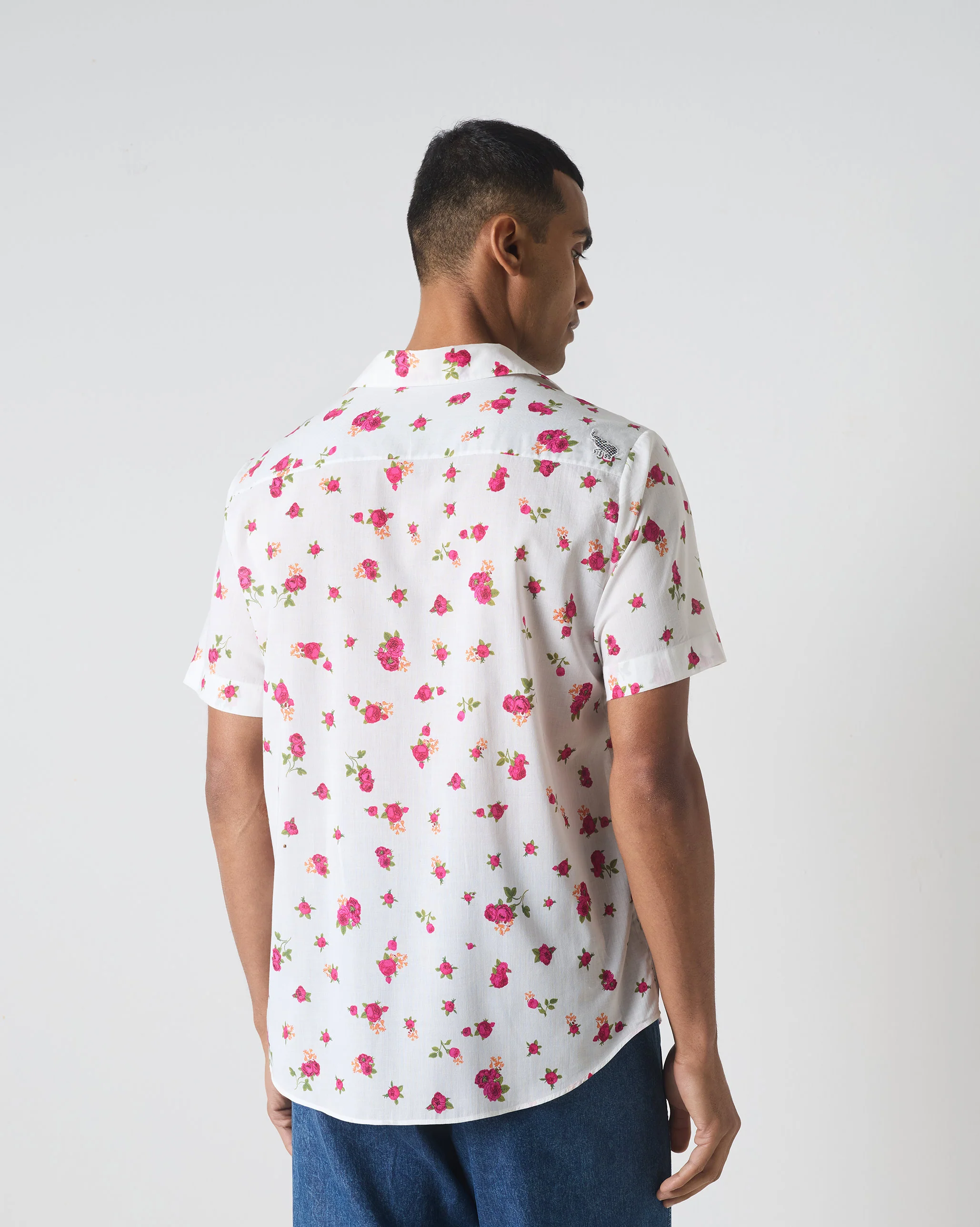Half Sleeves Shirt - Pink Ditsy Print - Image 3