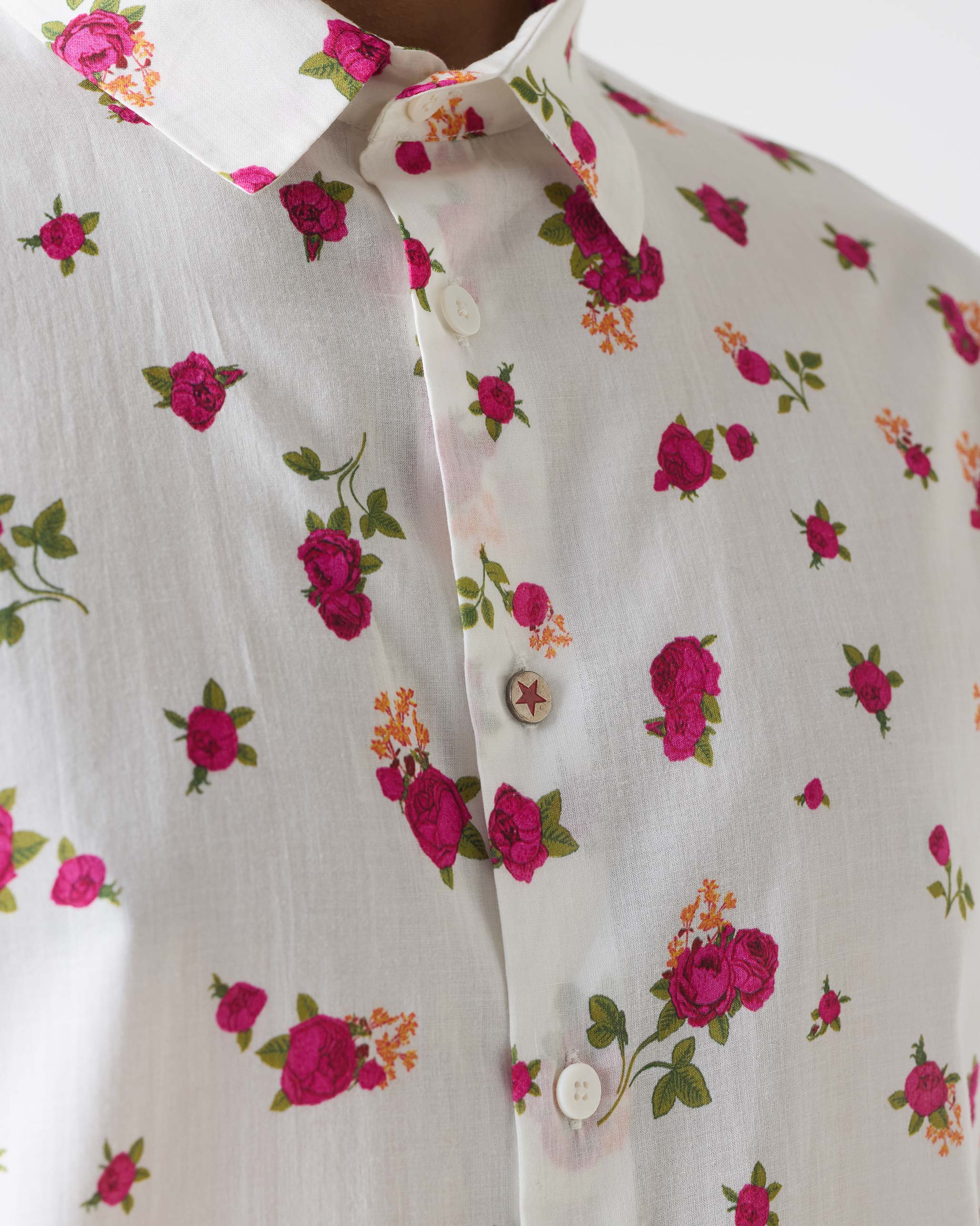 Half Sleeves Shirt - Pink Ditsy Print - Image 5