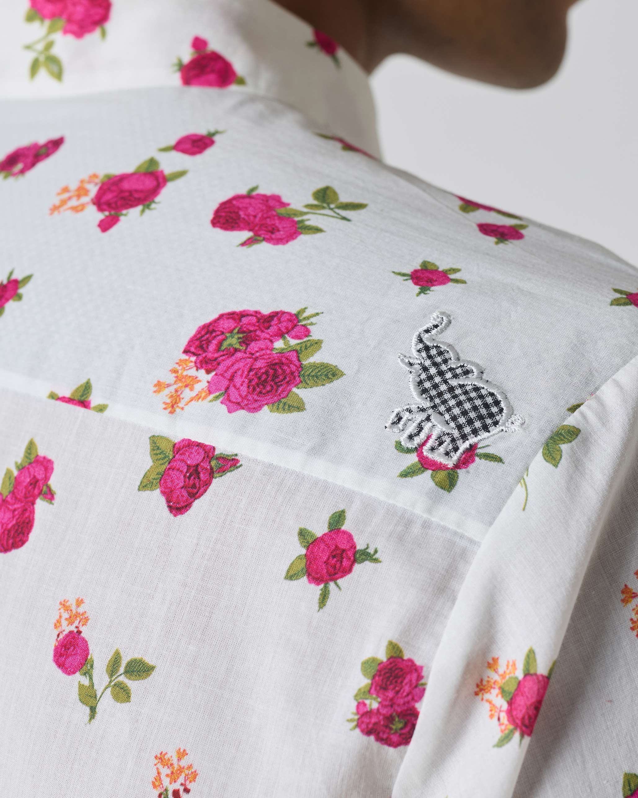 Half Sleeves Shirt - Pink Ditsy Print - Image 6
