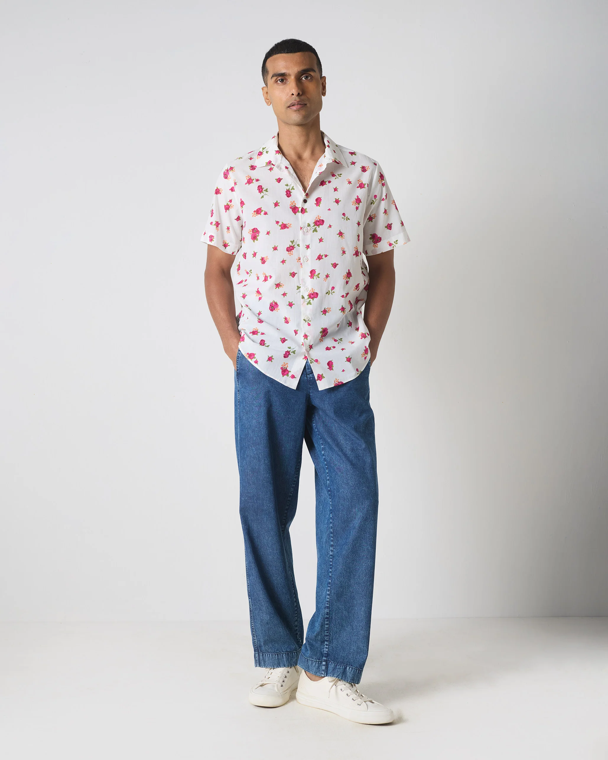 Half Sleeves Shirt - Pink Ditsy Print - Image 7