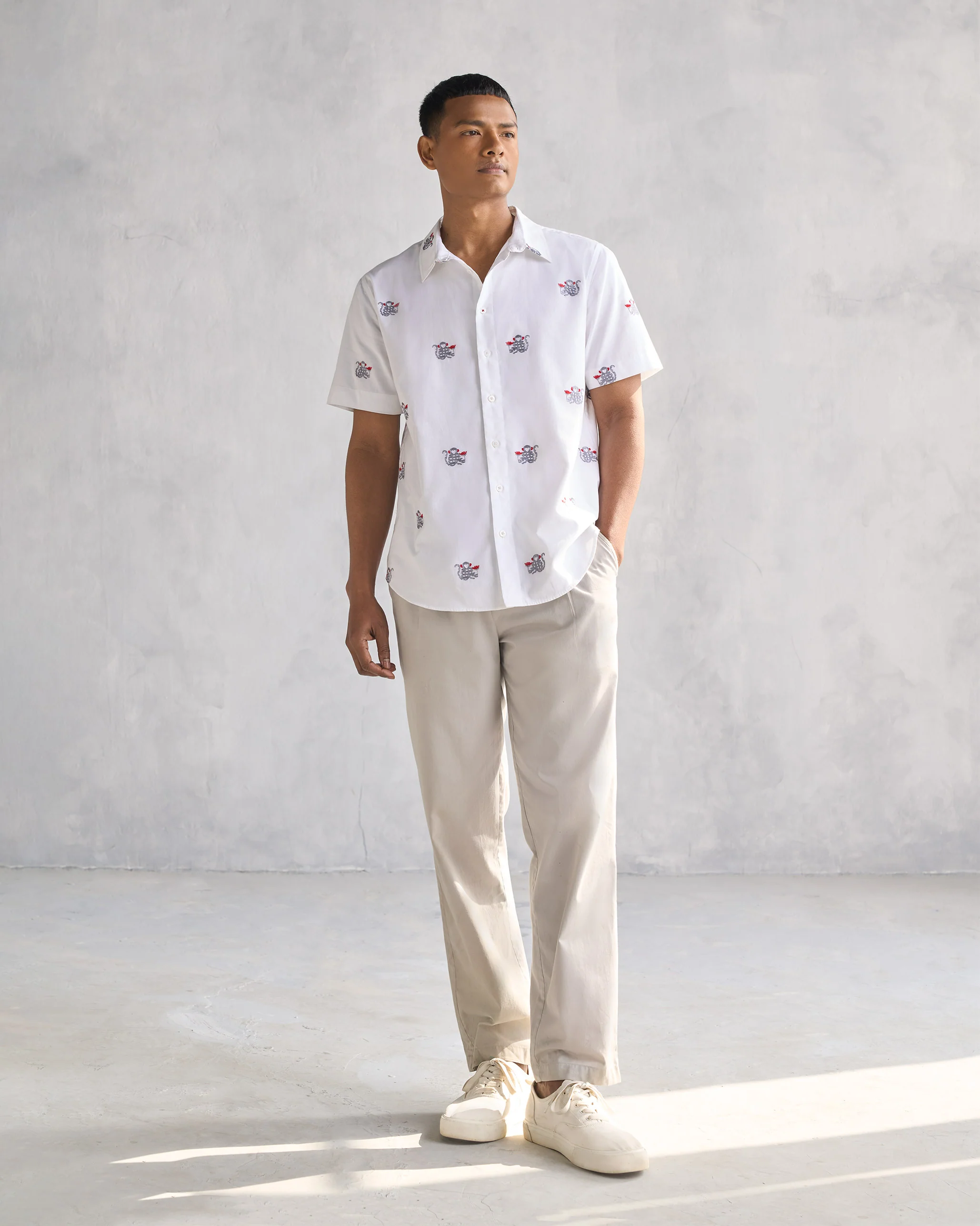 Half Sleeve Shirt - White - Image 5