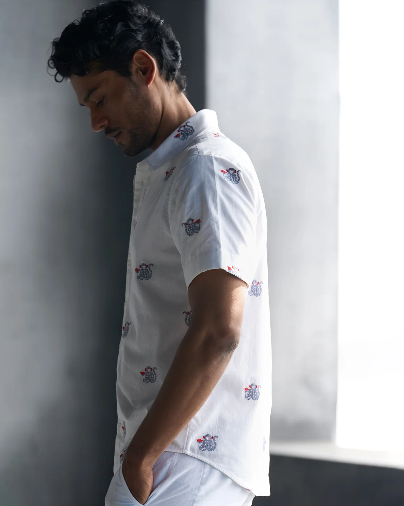 Half Sleeve Shirt - White - Image 3