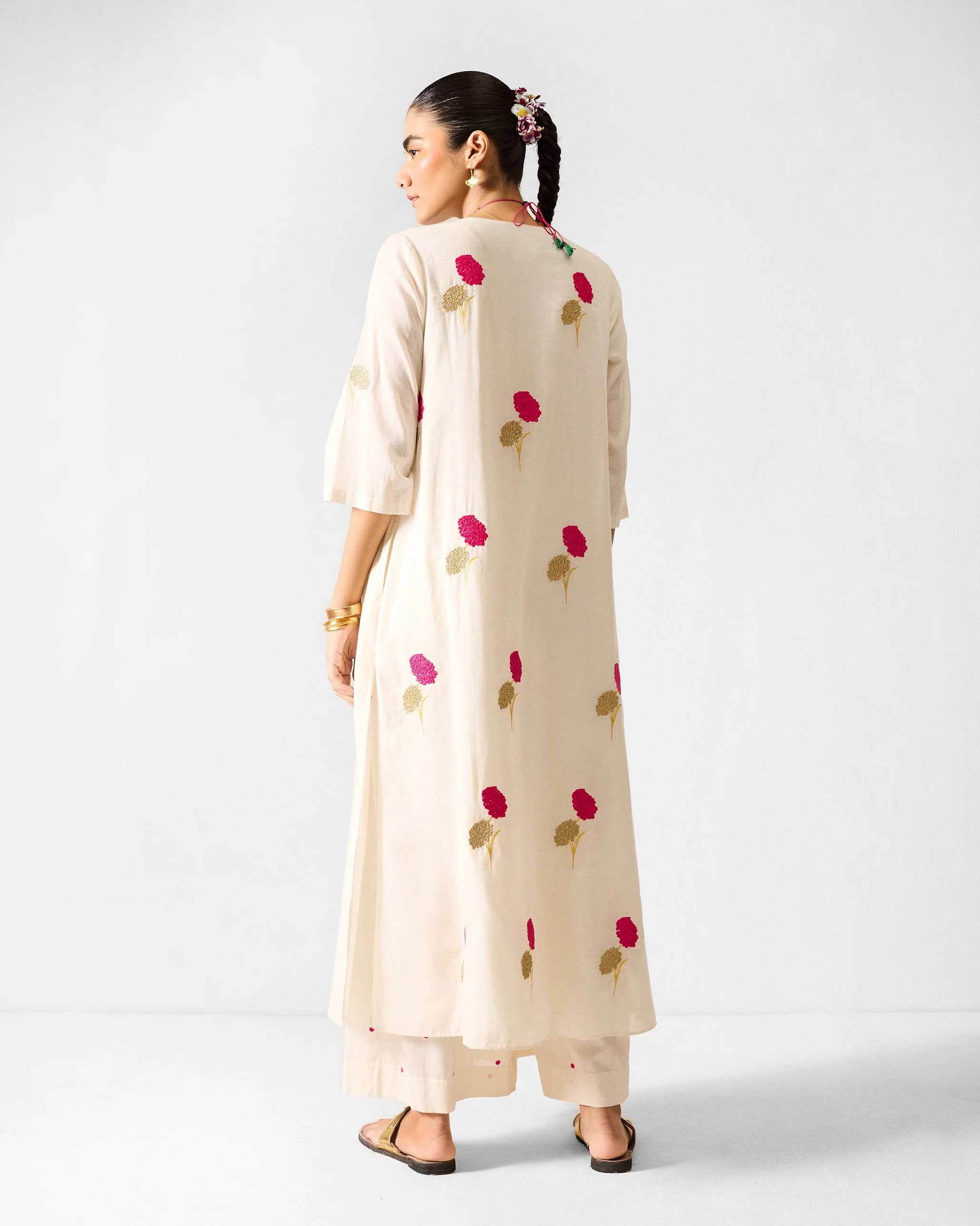 Hampi Kurta - Ivory & Fuchsia Embroidered - Image 2