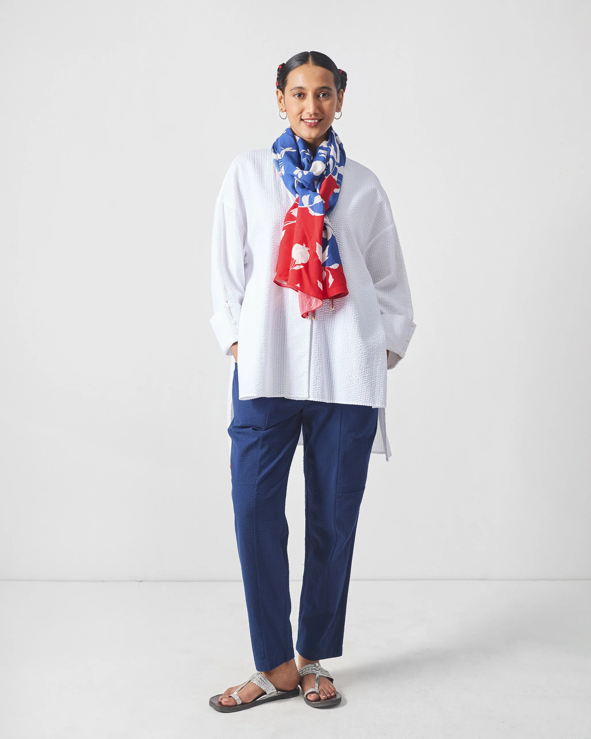 Hana Scarf - Blue & Red - Image 4