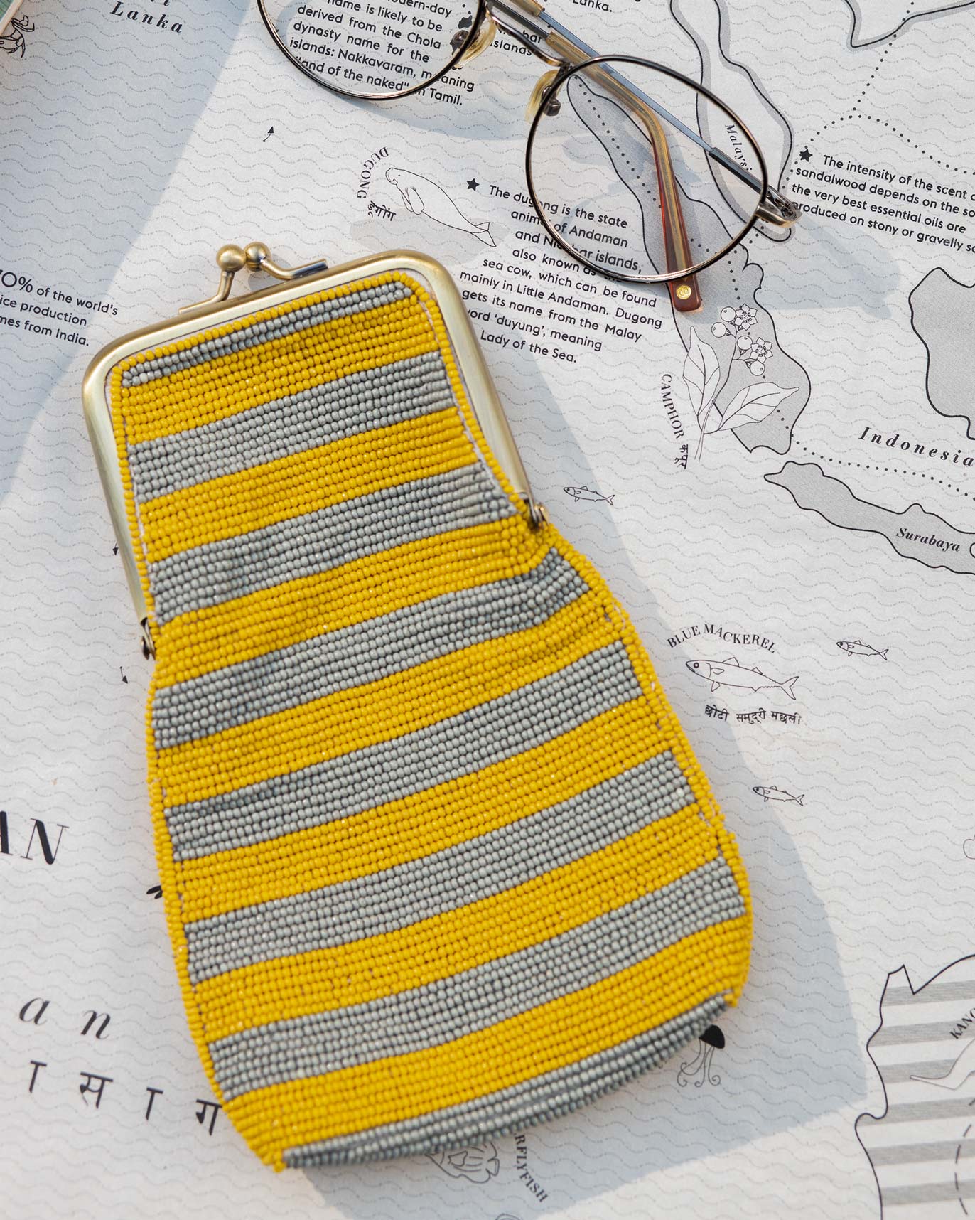 Hana Spectacle Case - Yellow & Grey Stripe - Image 2