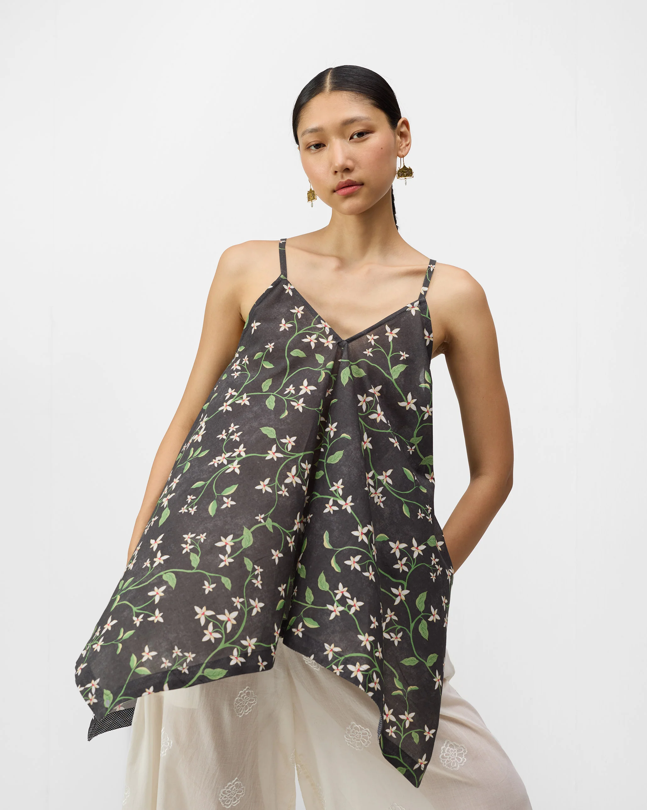Handkerchief Top - Charcoal Print - Image 2