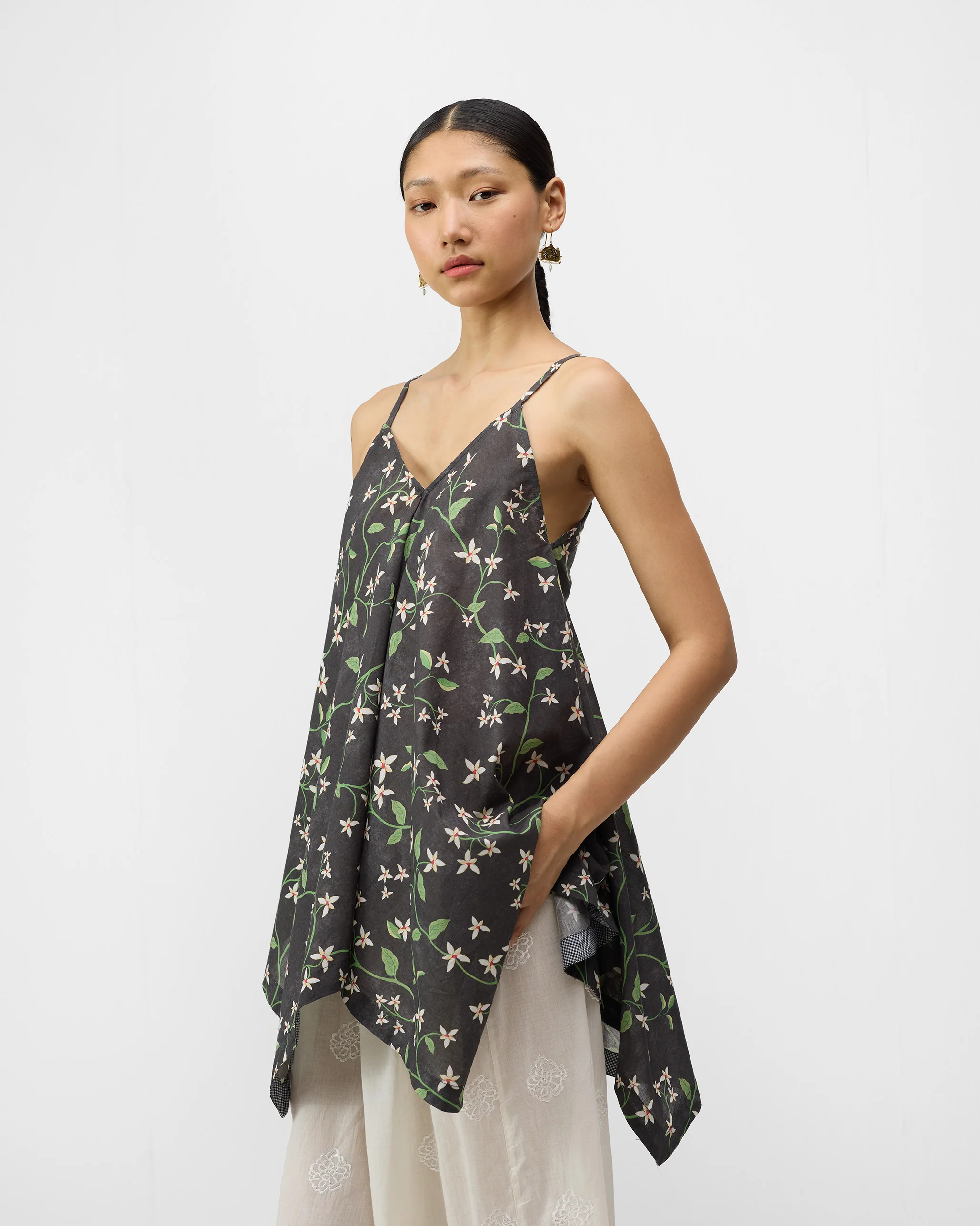 Handkerchief Top - Charcoal Print - Image 4