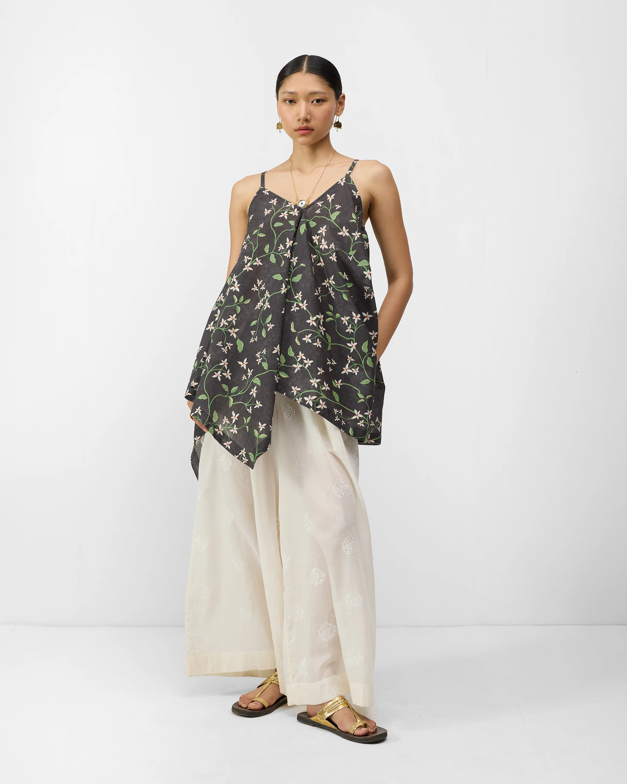 Handkerchief Top - Charcoal Print - Image 6