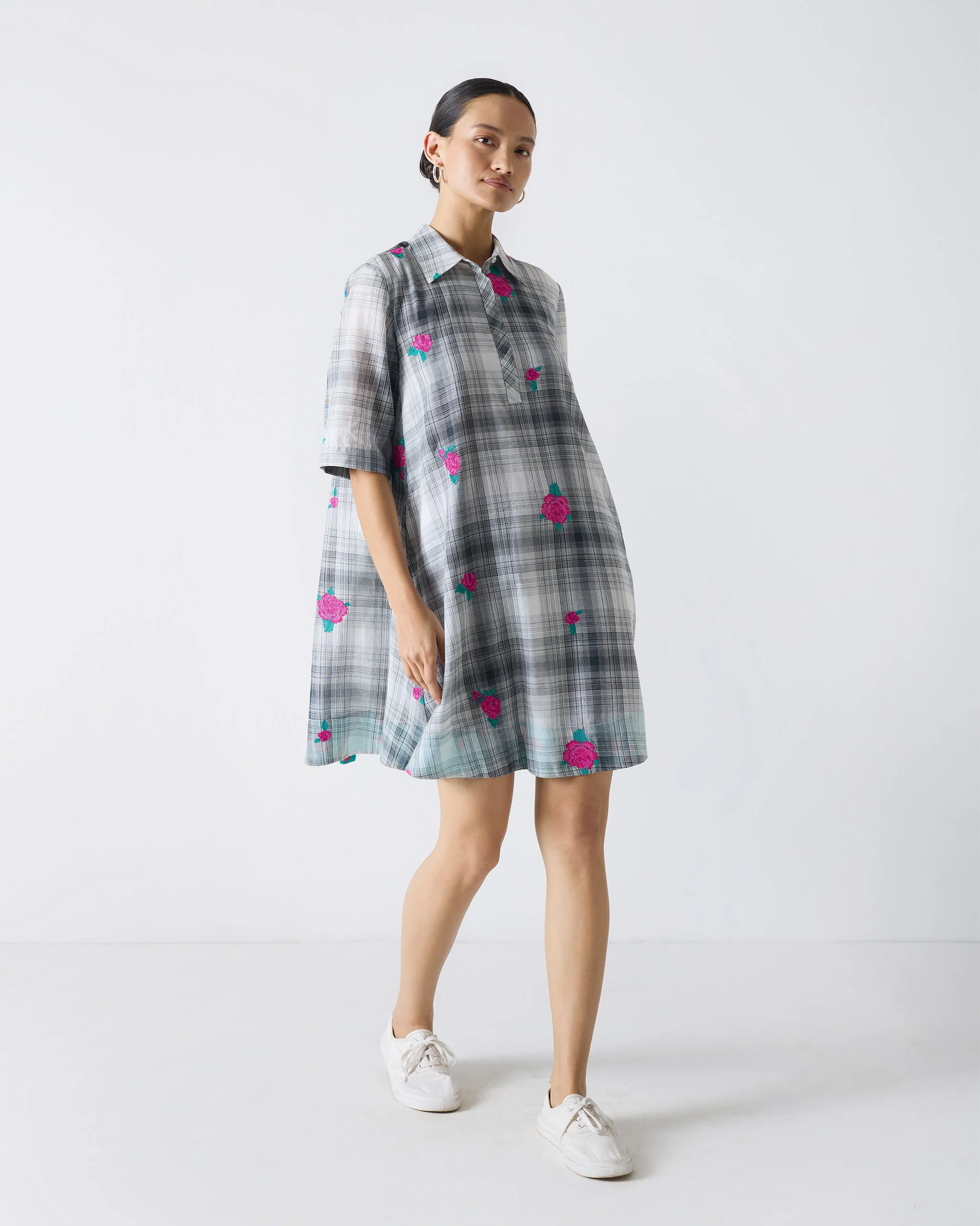 Happy Heart Dress - Black & White Embroidery - Image 6