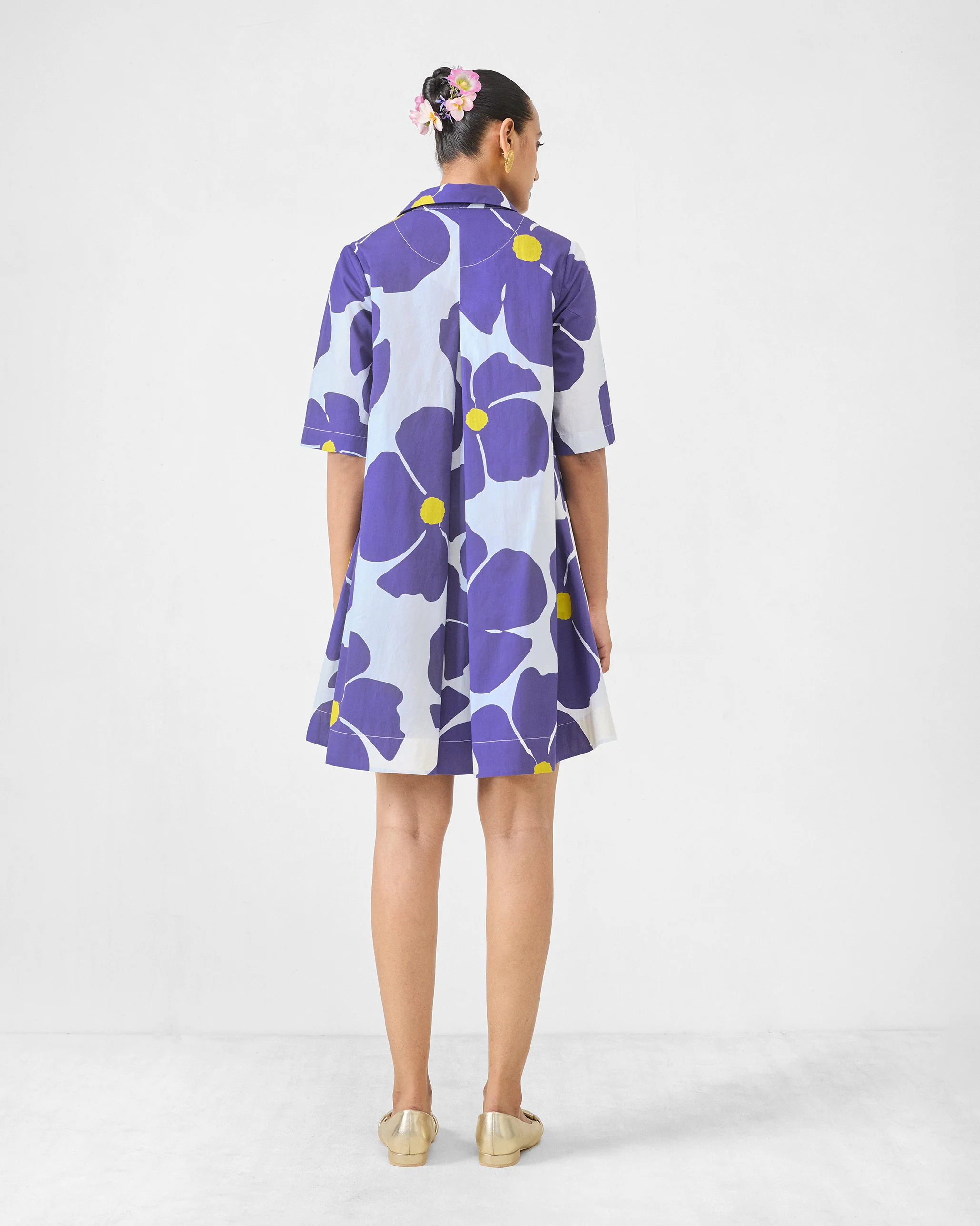 Happy Heart Dress - Purple & White Print - Image 3
