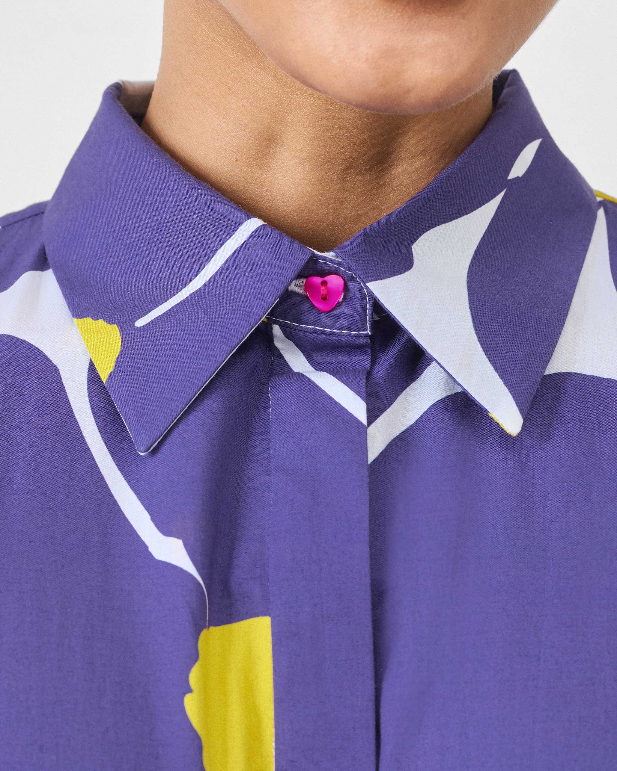 Happy Heart Dress - Purple & White Print - Image 5