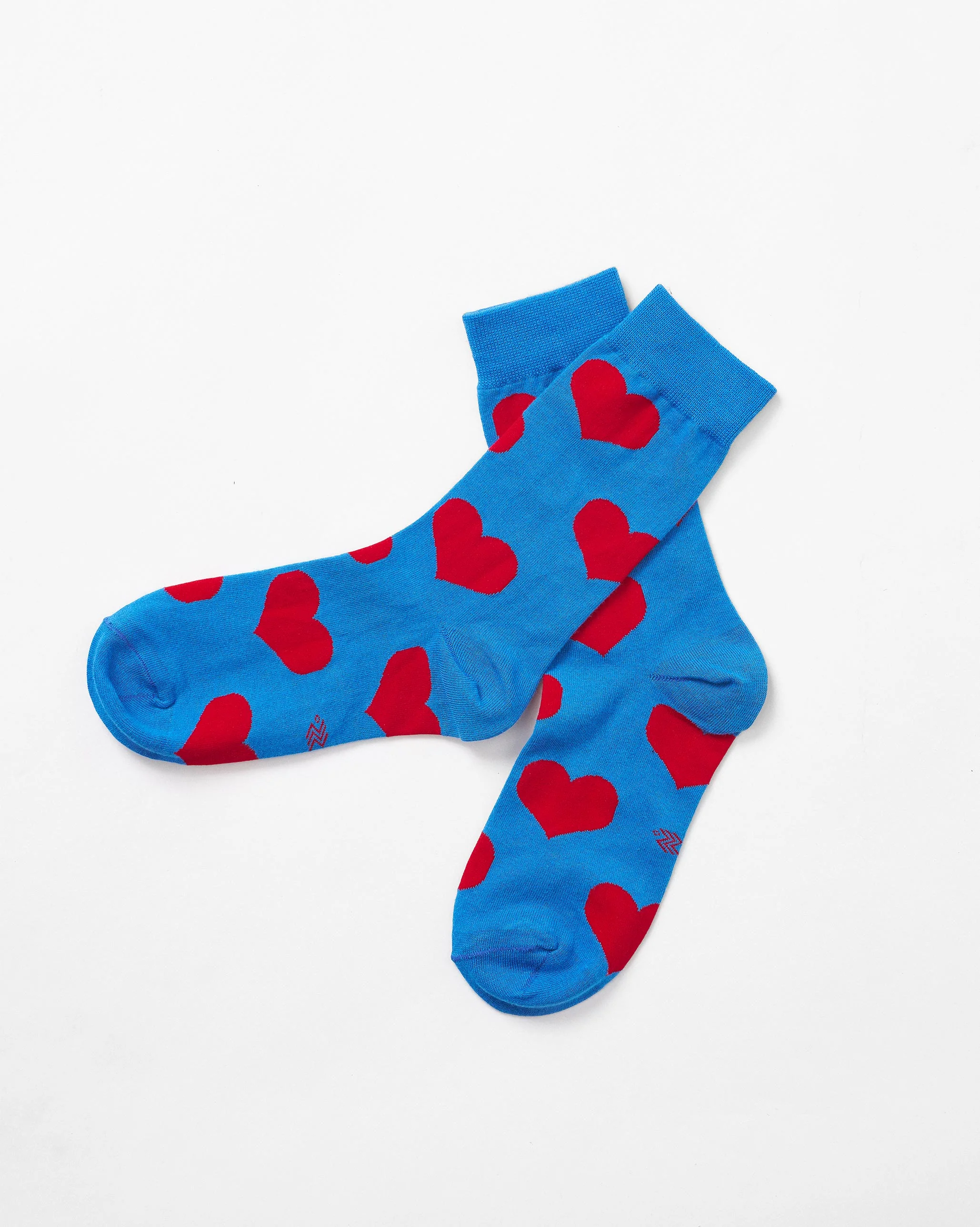 Happy Heart Socks - Cobalt Blue & Red - Image 3