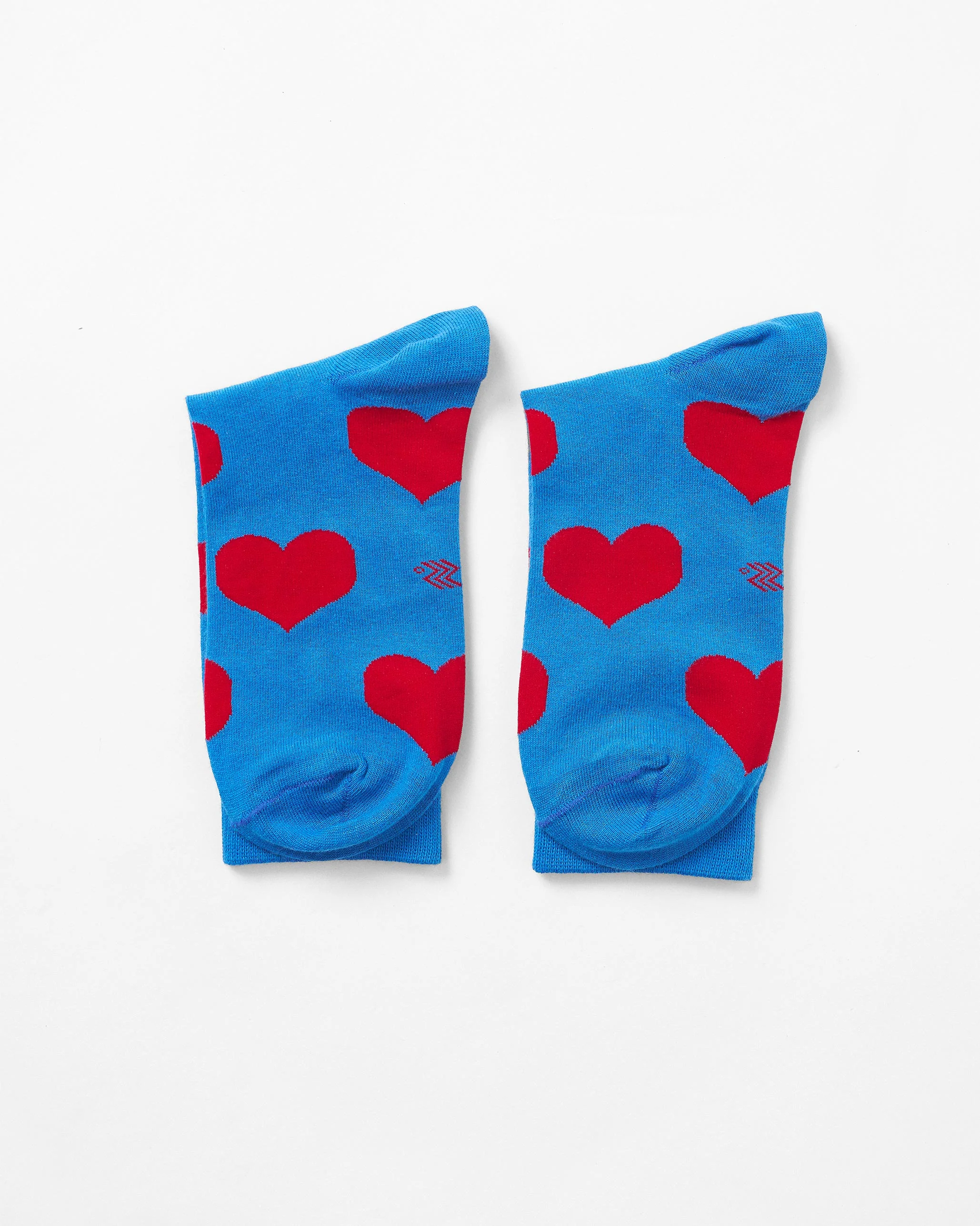 Happy Heart Socks - Cobalt Blue & Red - Image 4