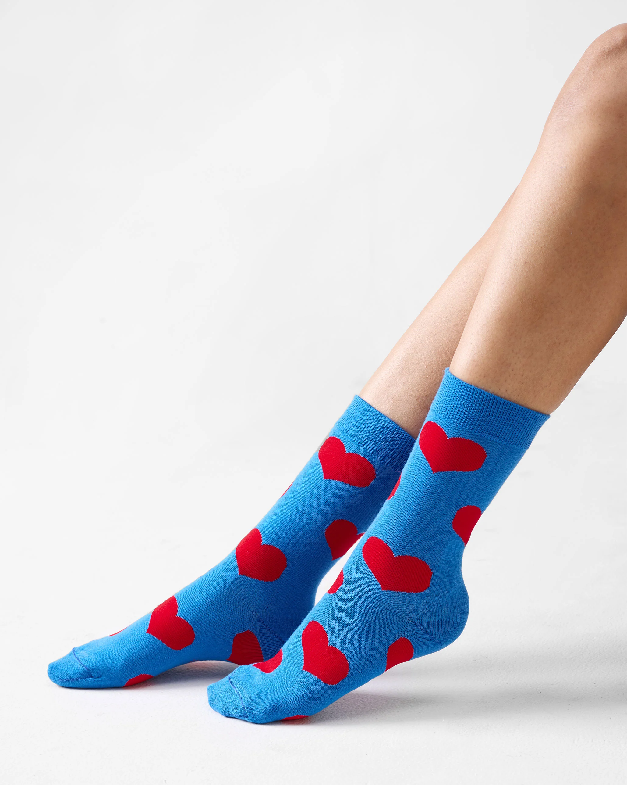 Happy Heart Socks - Cobalt Blue & Red - Image 6