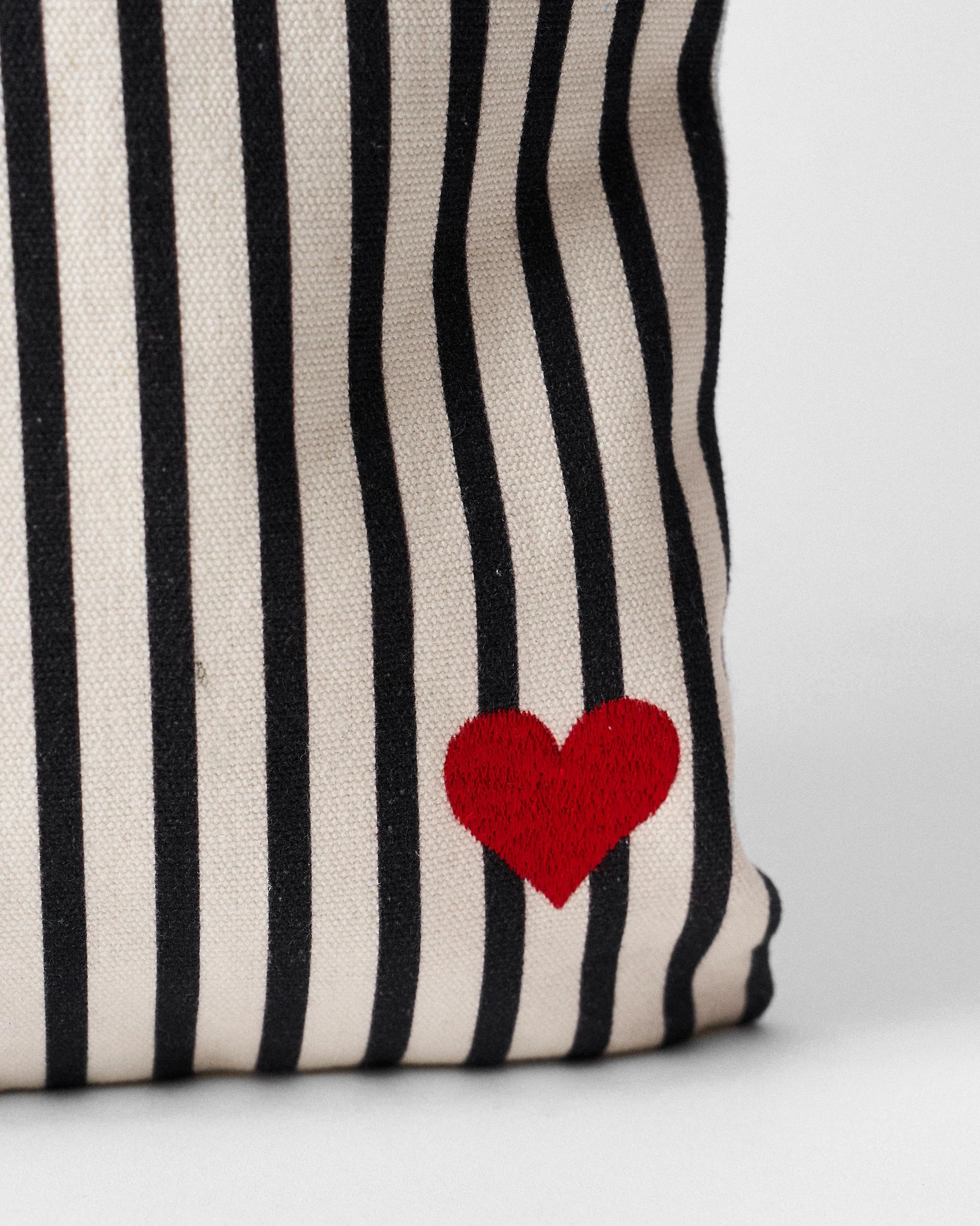 Heart Asymmetrical Tote - Black & White Stripes - Image 6