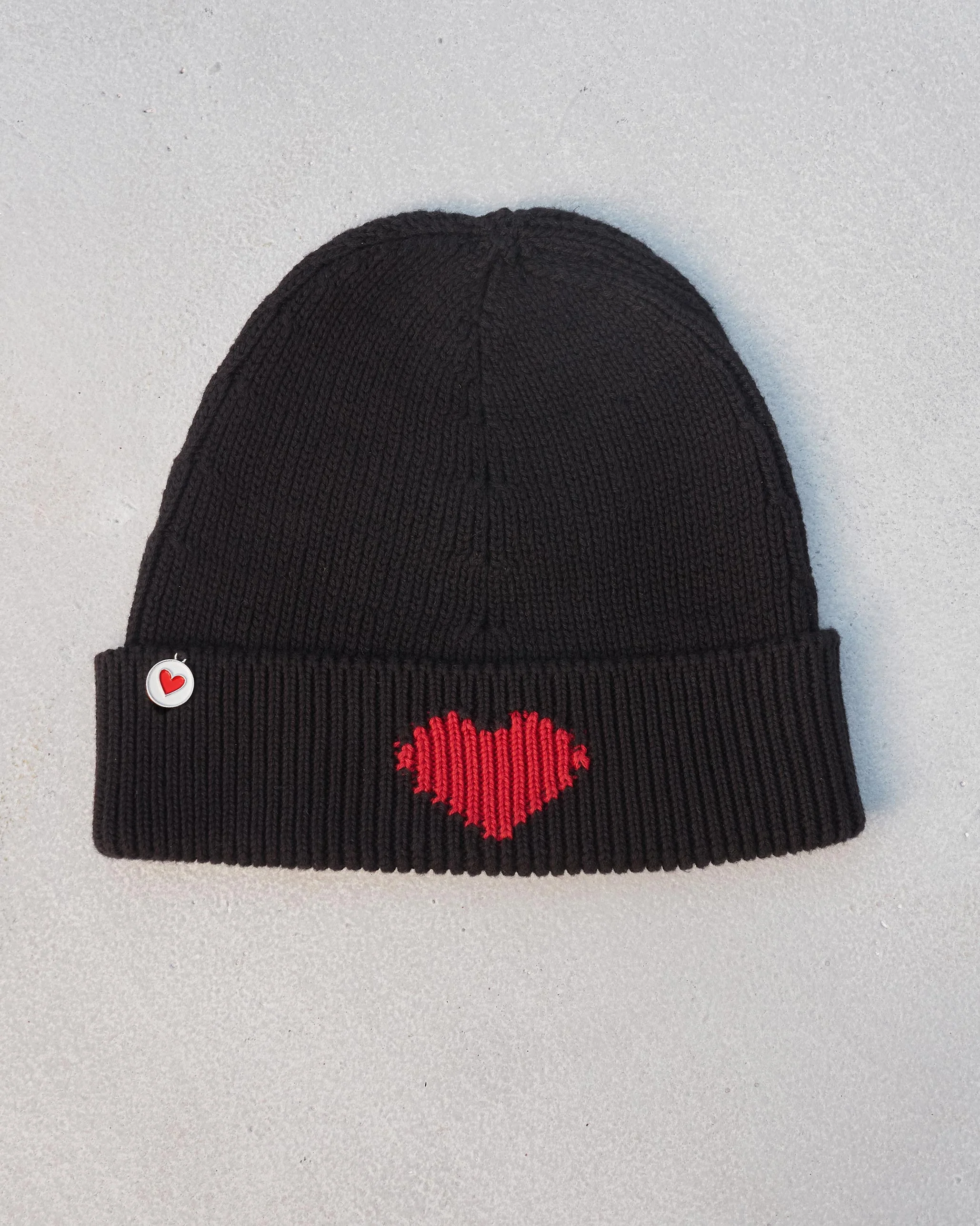 Heart Beanie - Black & Red - Image 3