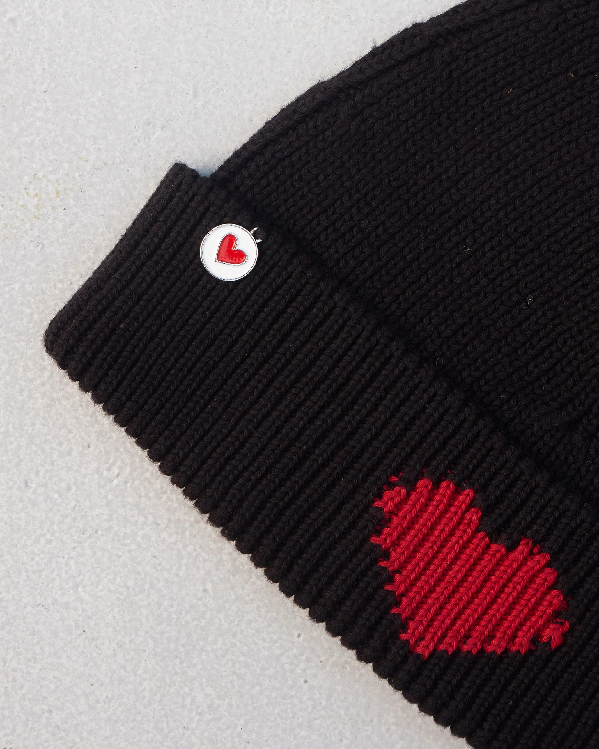 Heart Beanie - Black & Red - Image 4