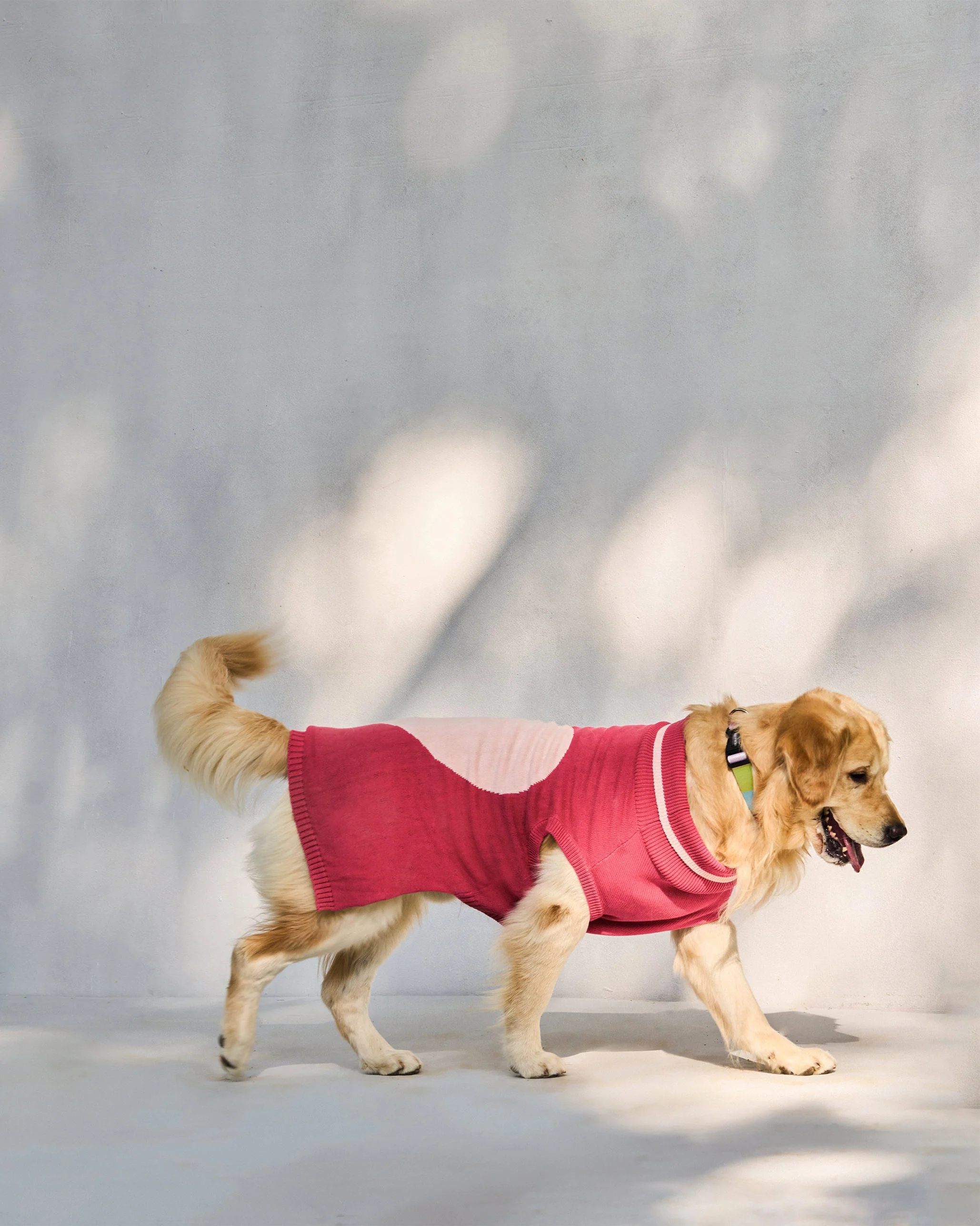 Heart Snug Dog Sweater - Blush Red & Baby pink - Image 3