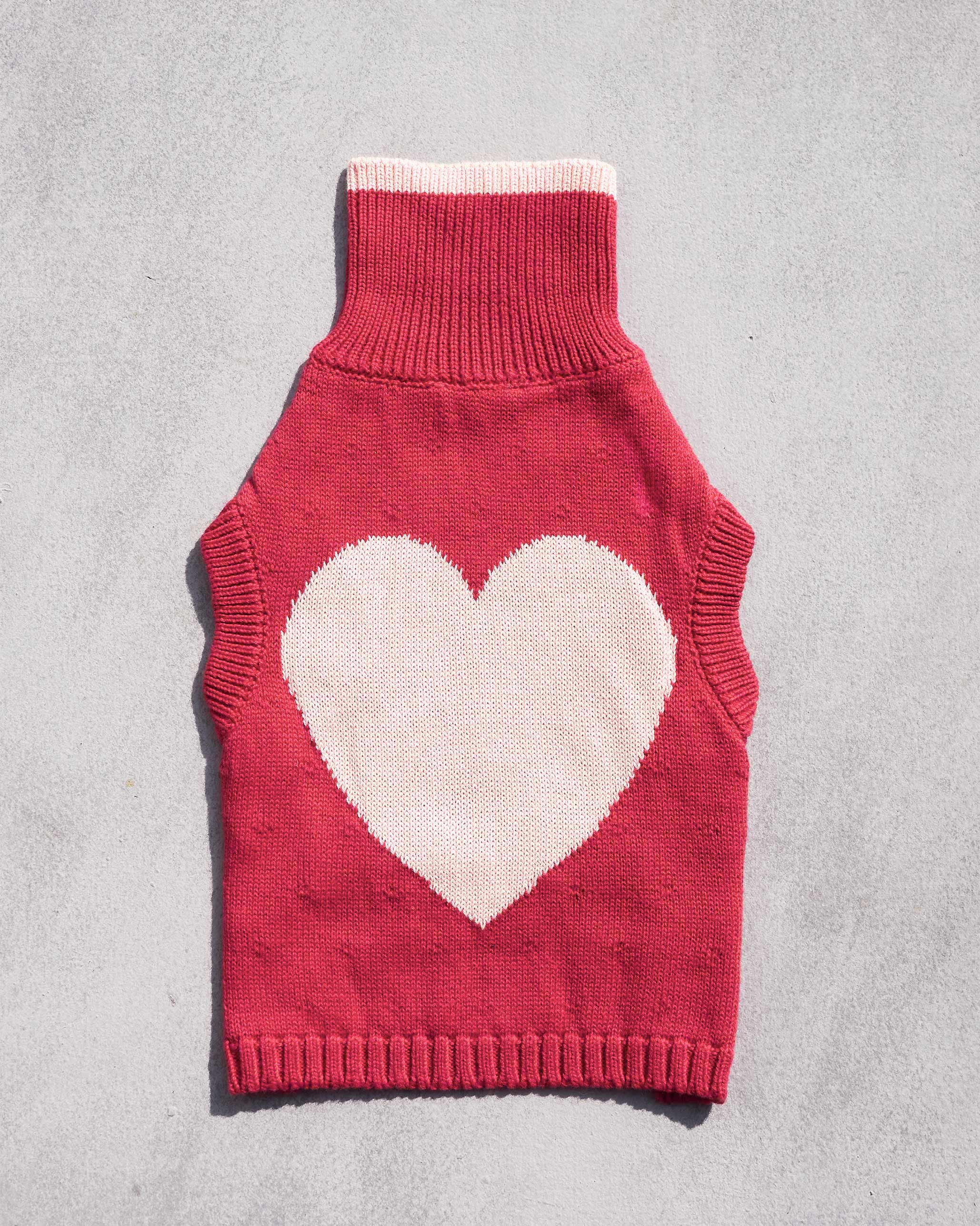 Heart Snug Dog Sweater - Blush Red & Baby pink - Image 7