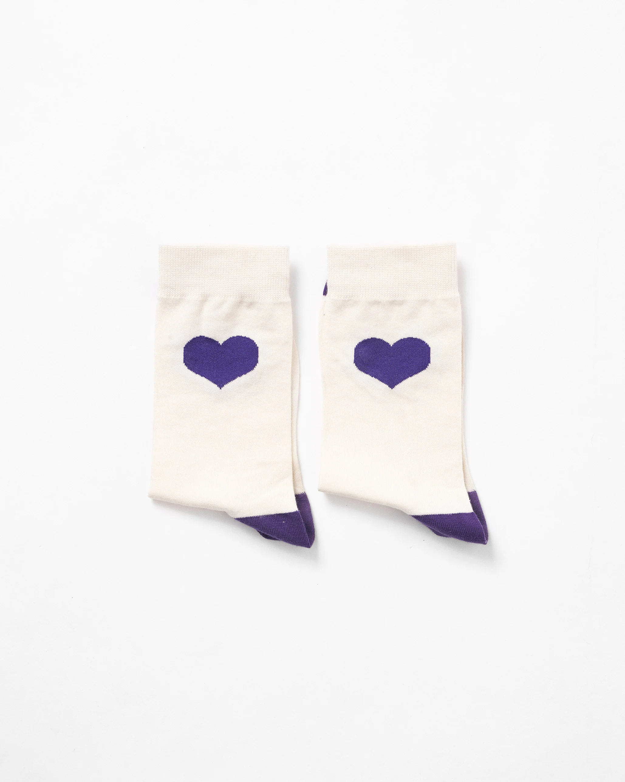 Heart Socks - Oatmeal & Purple - Image 5