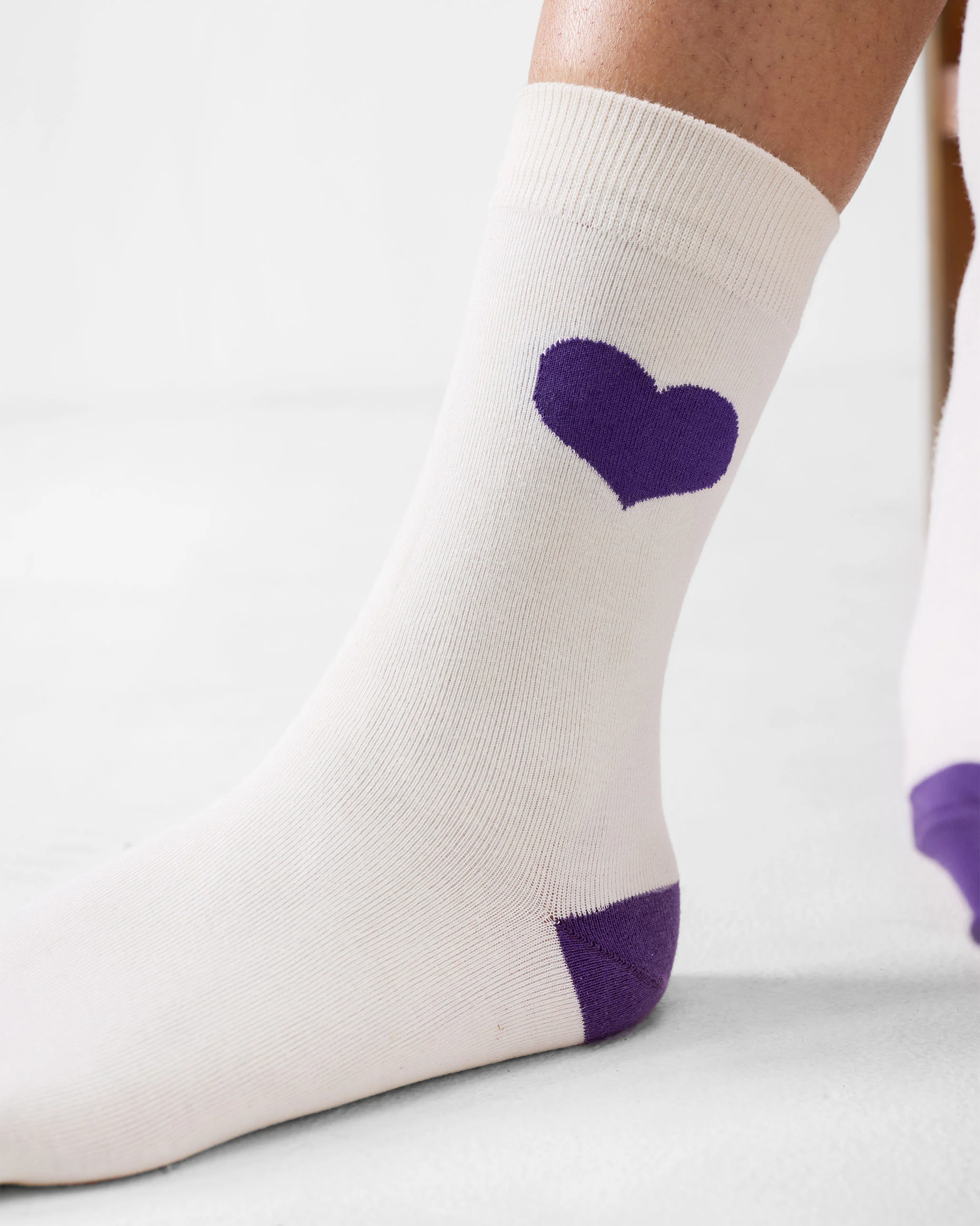 Heart Socks - Oatmeal & Purple - Image 6