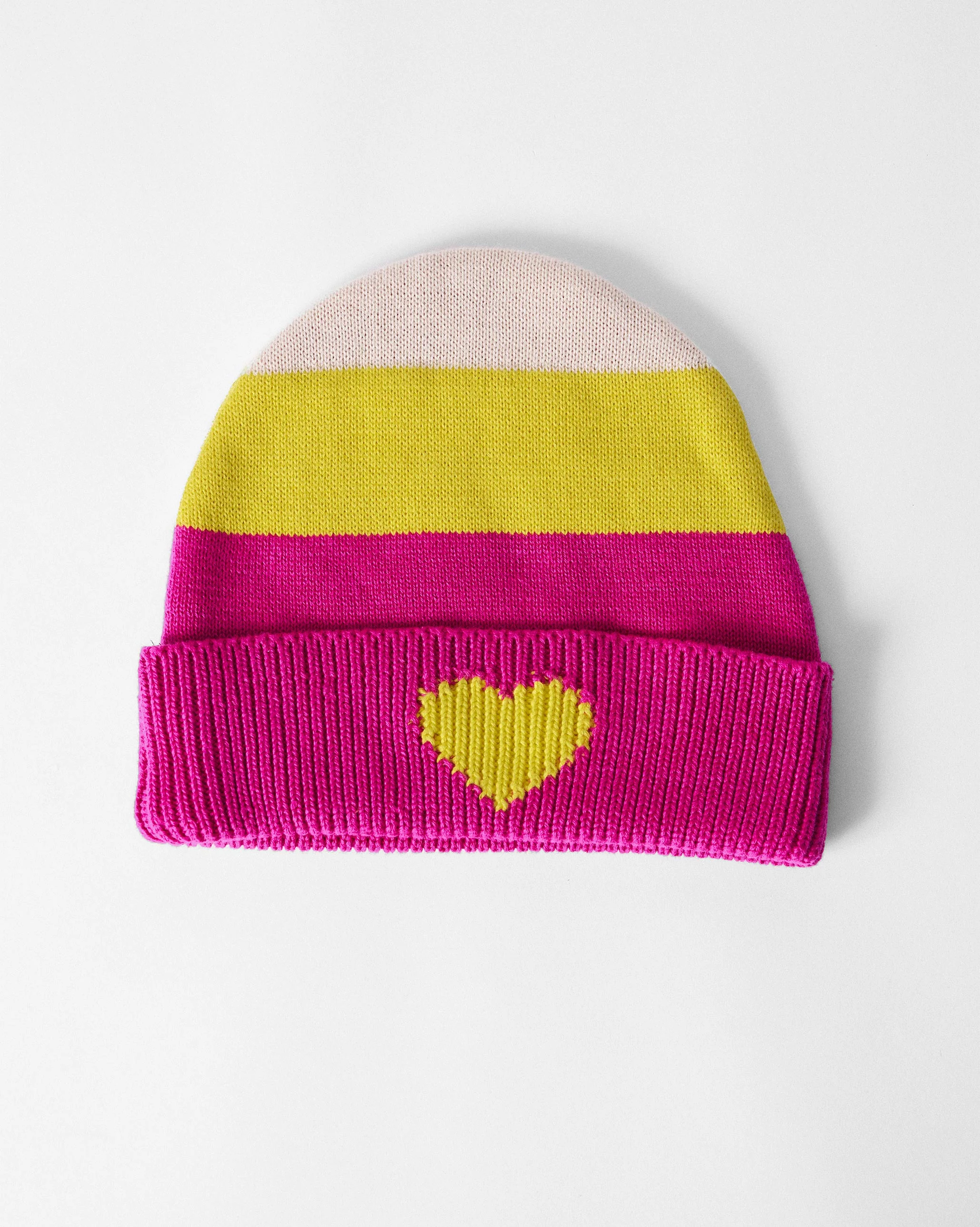 Heartpop Beanie - Fuchsia , Chartreuse & Oatmeal - Image 2