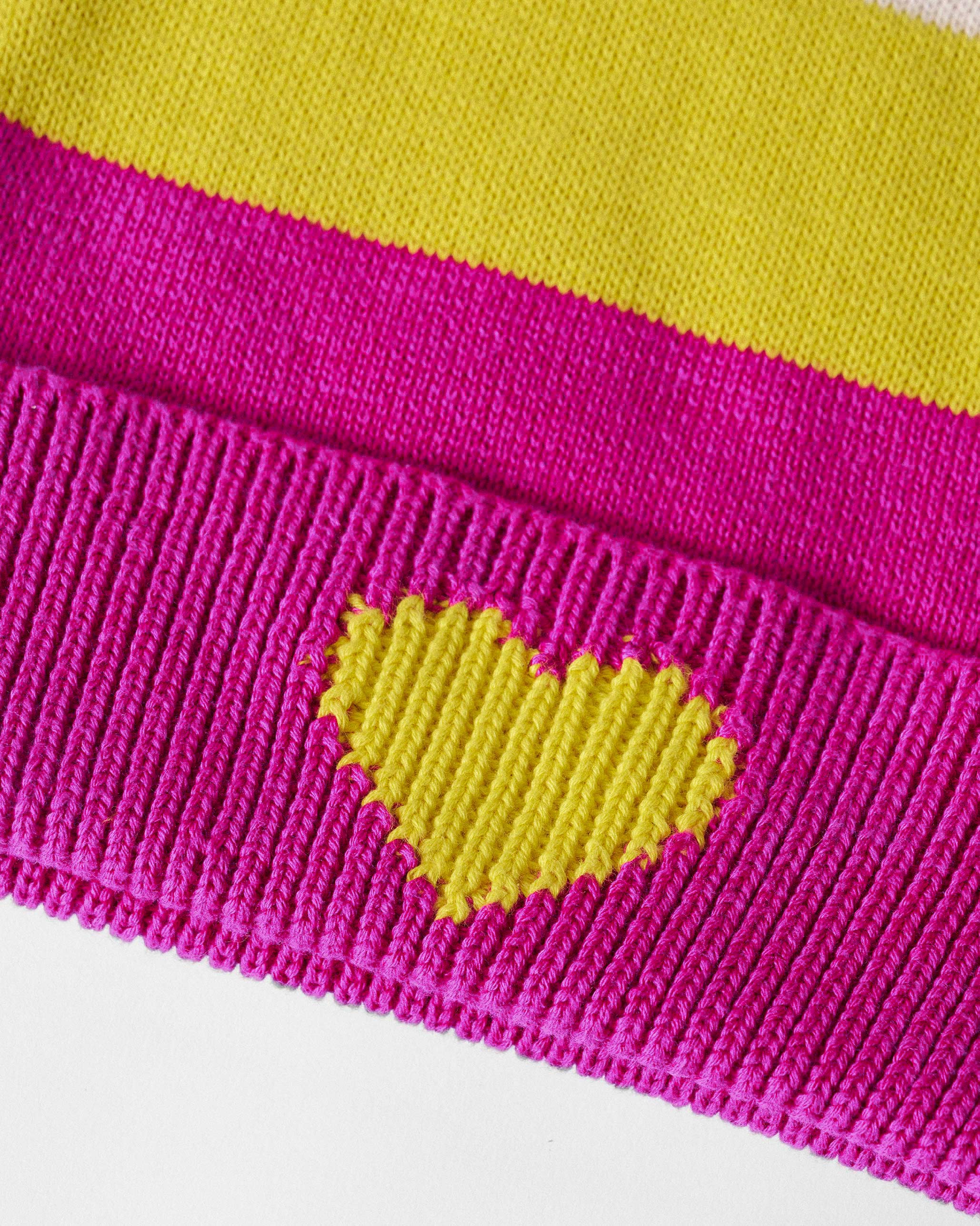 Heartpop Beanie - Fuchsia , Chartreuse & Oatmeal - Image 3
