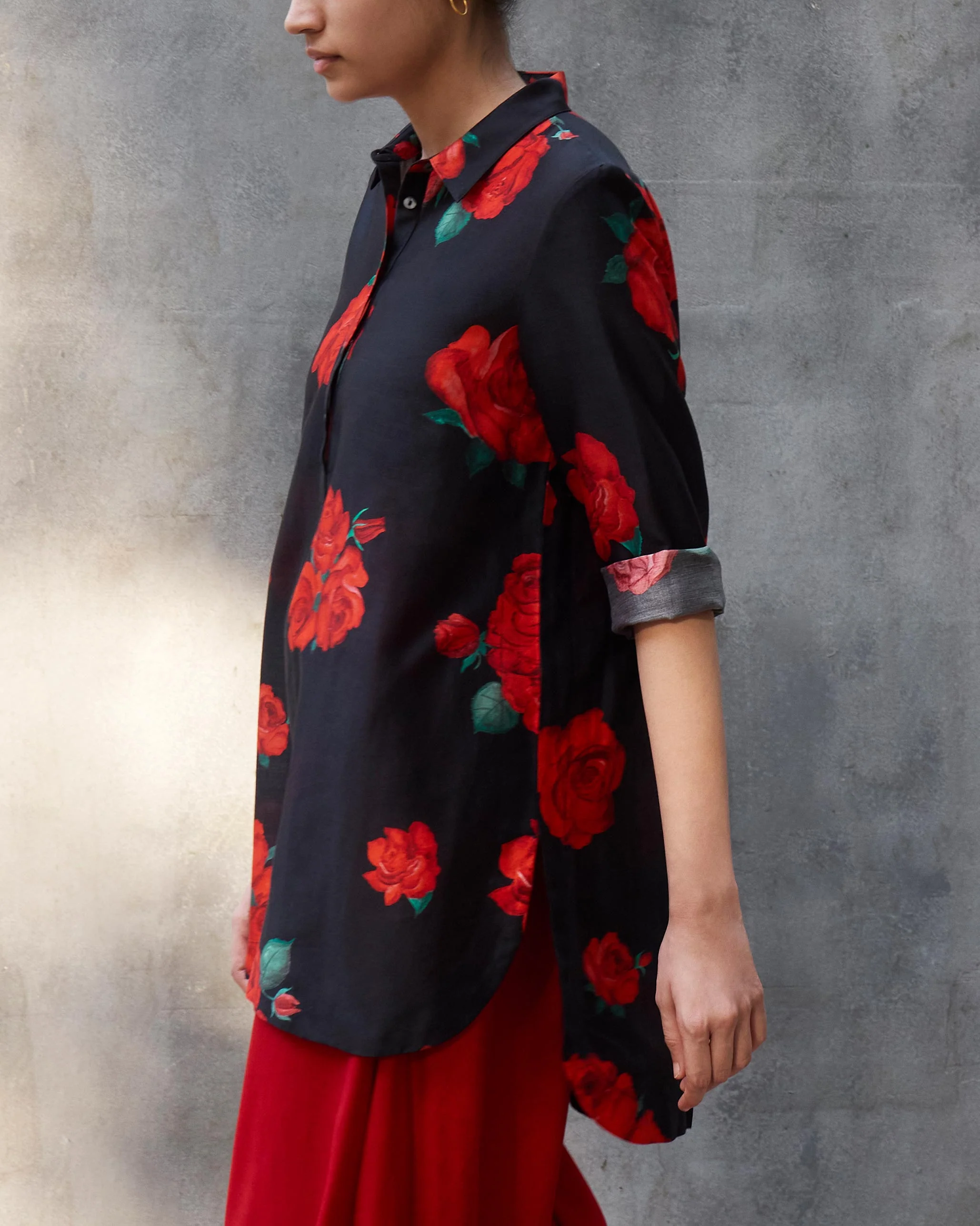 High Low Shirt - Black & Red - Image 4