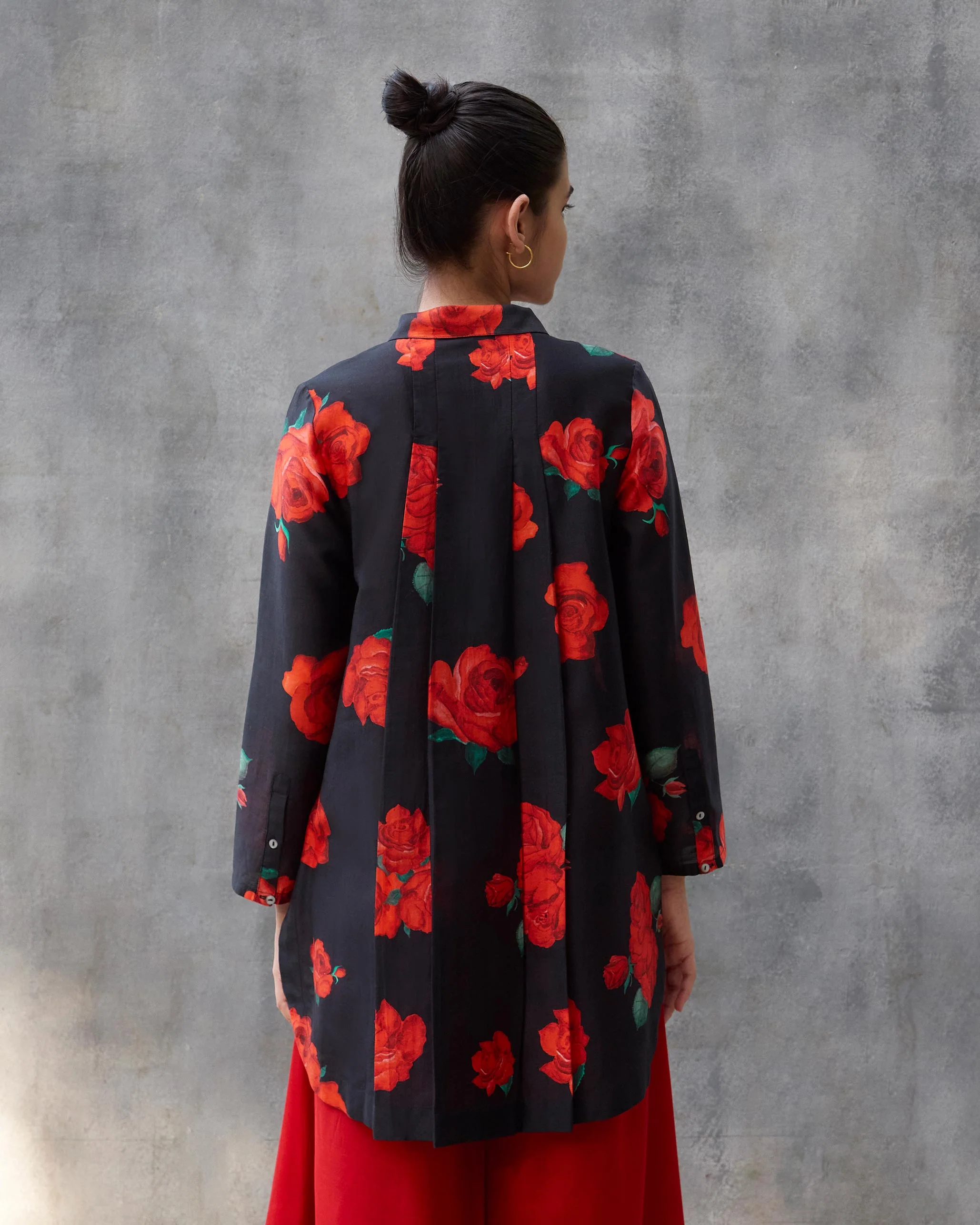 High Low Shirt - Black & Red - Image 5