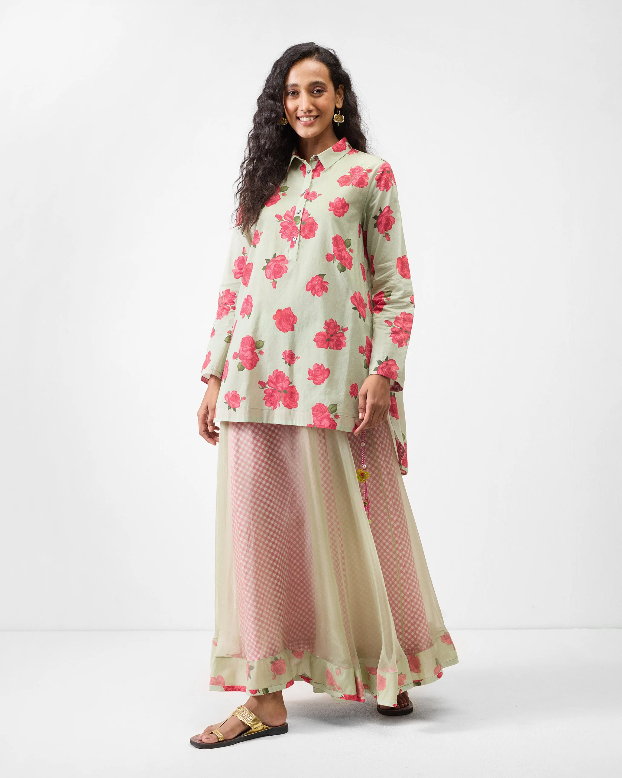 High Low Shirt - Mint & Watermelon Print - Image 6