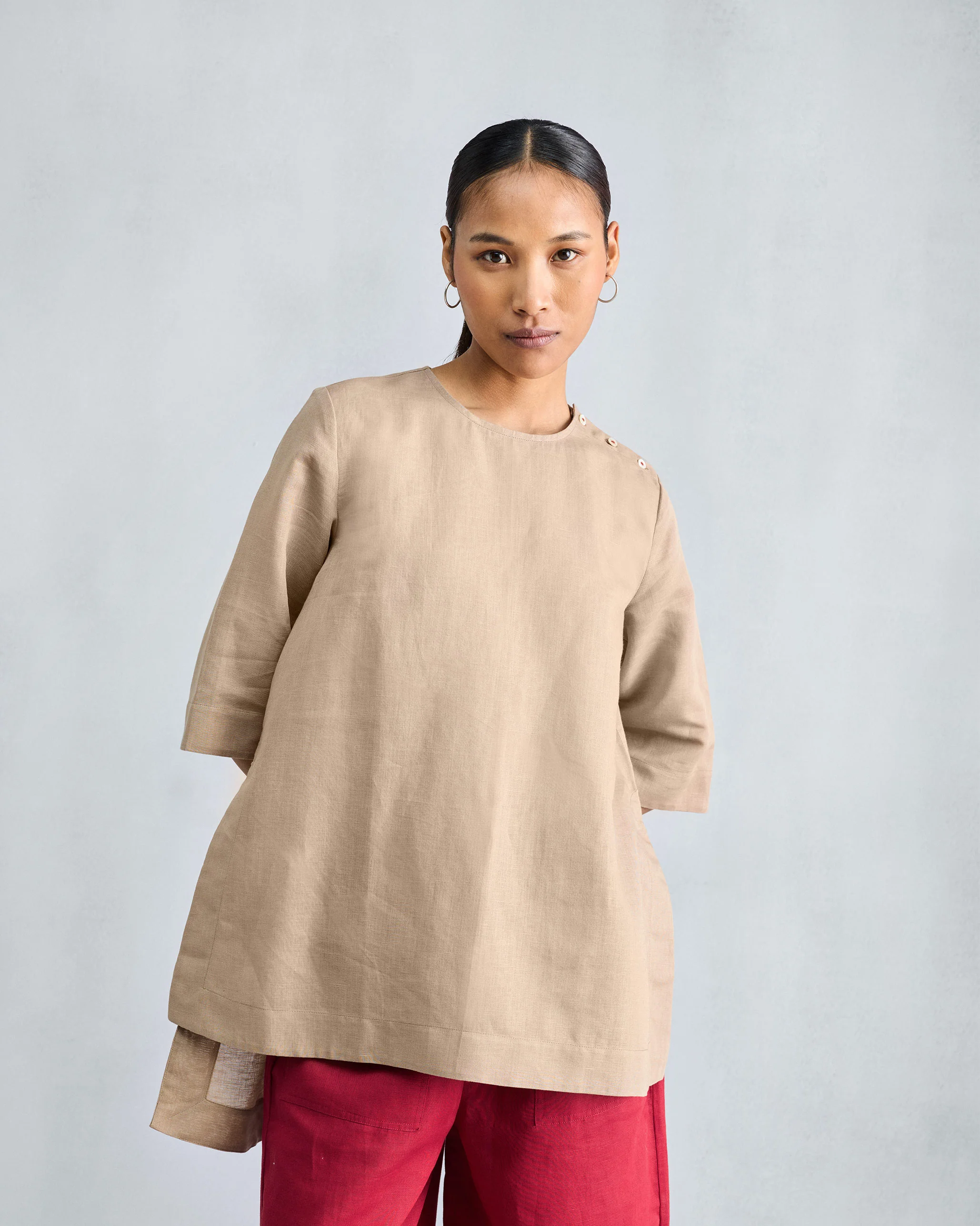 High Slit Top - Beige - Image 2