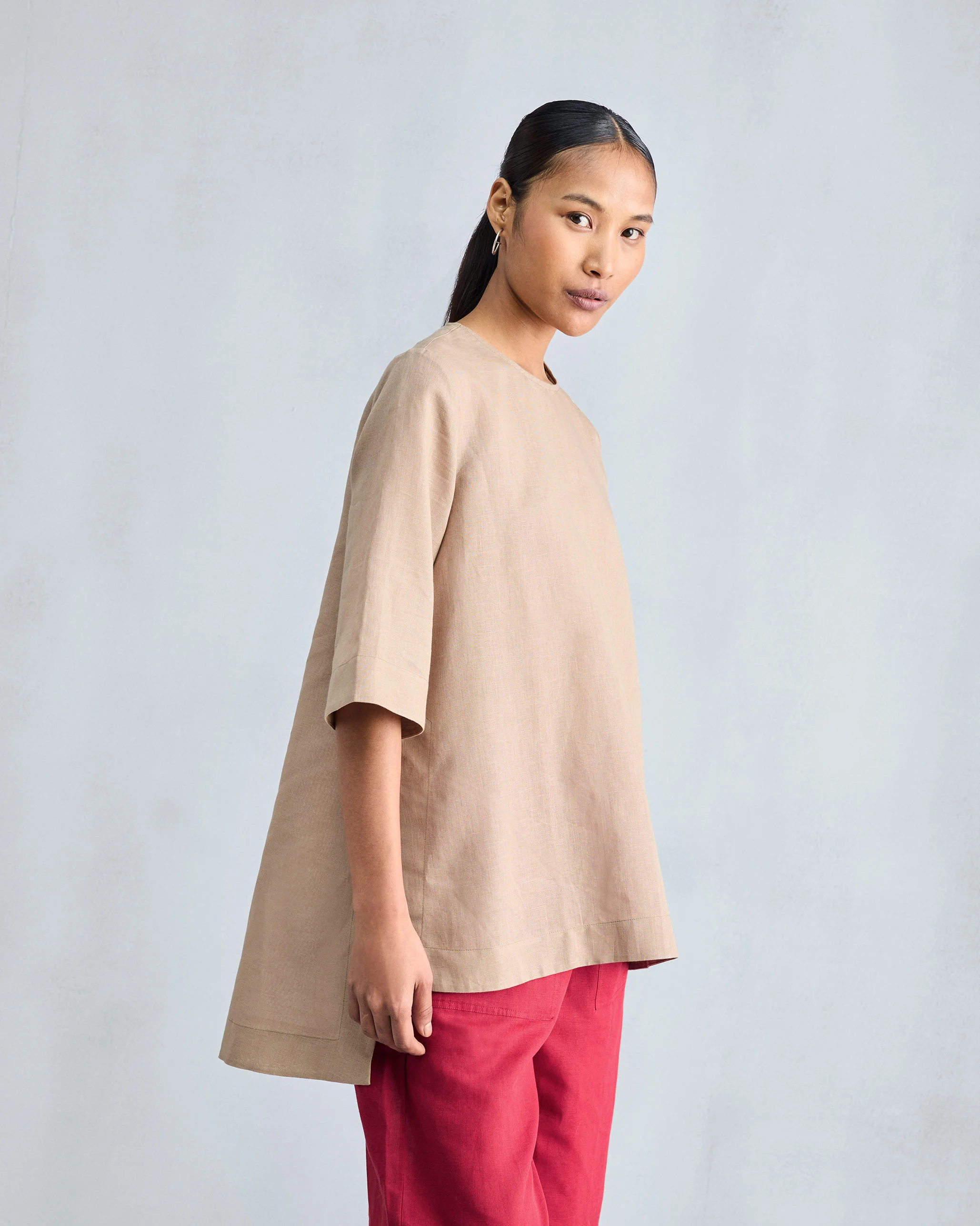 High Slit Top - Beige - Image 3