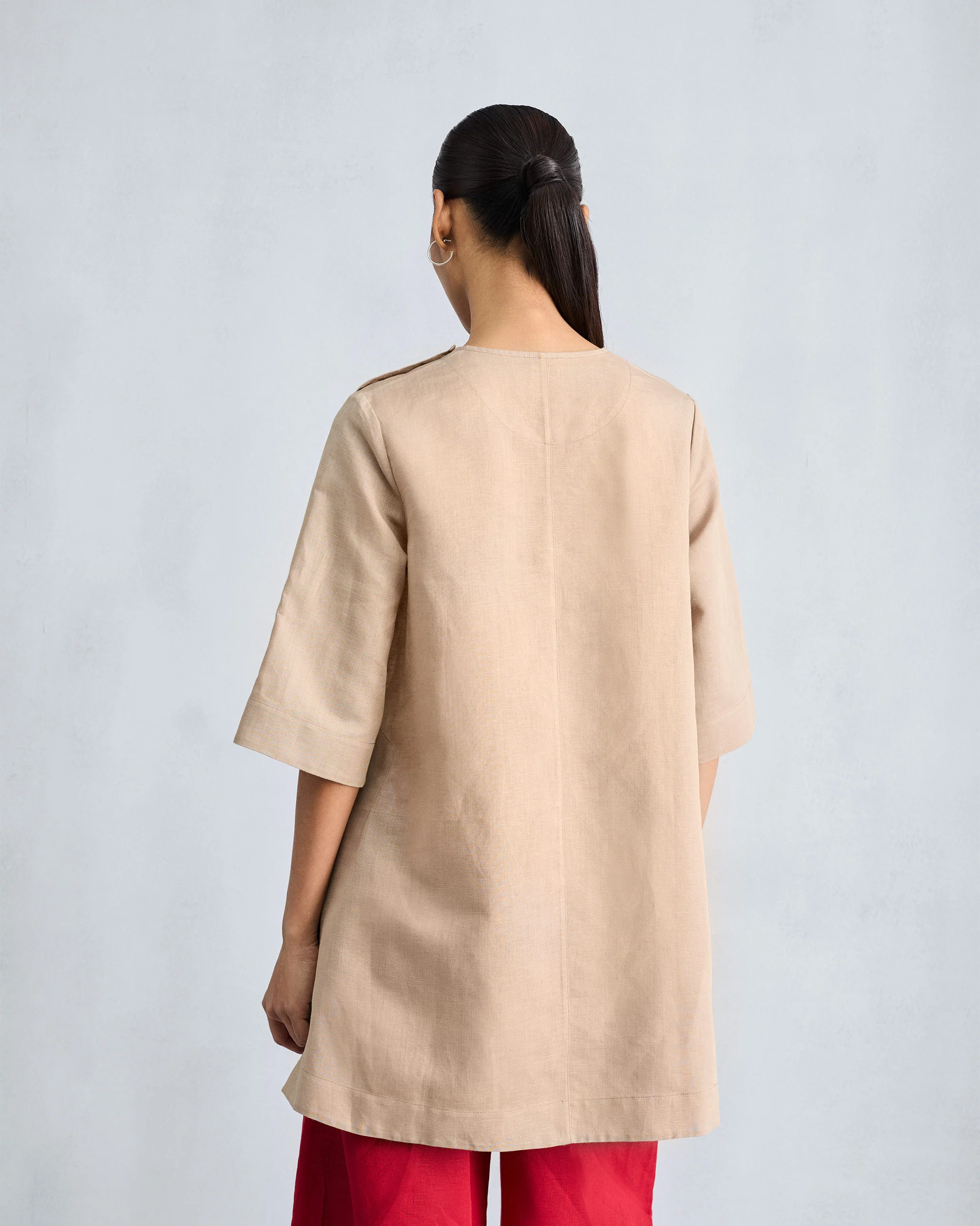 High Slit Top - Beige - Image 5