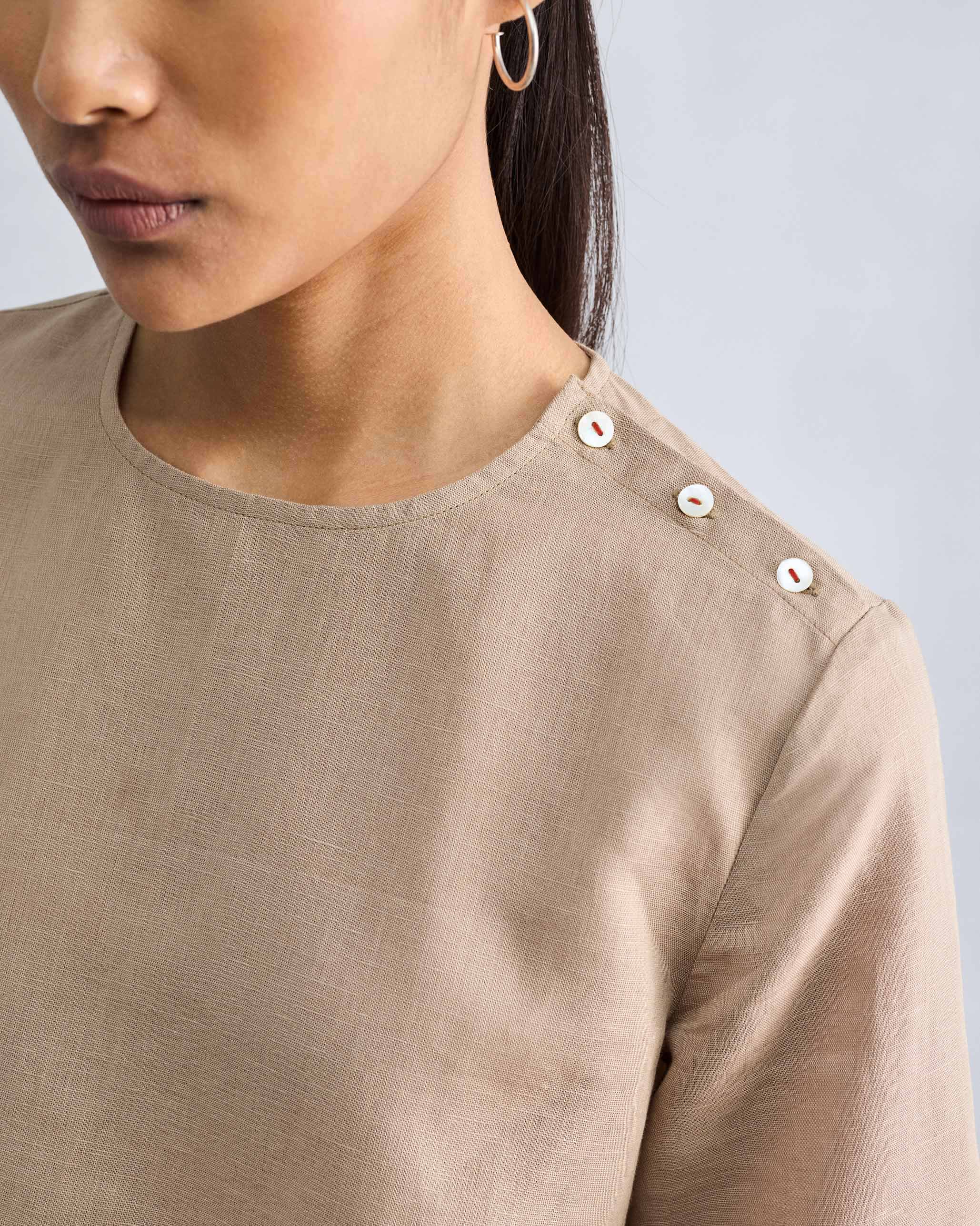 High Slit Top - Beige - Image 6