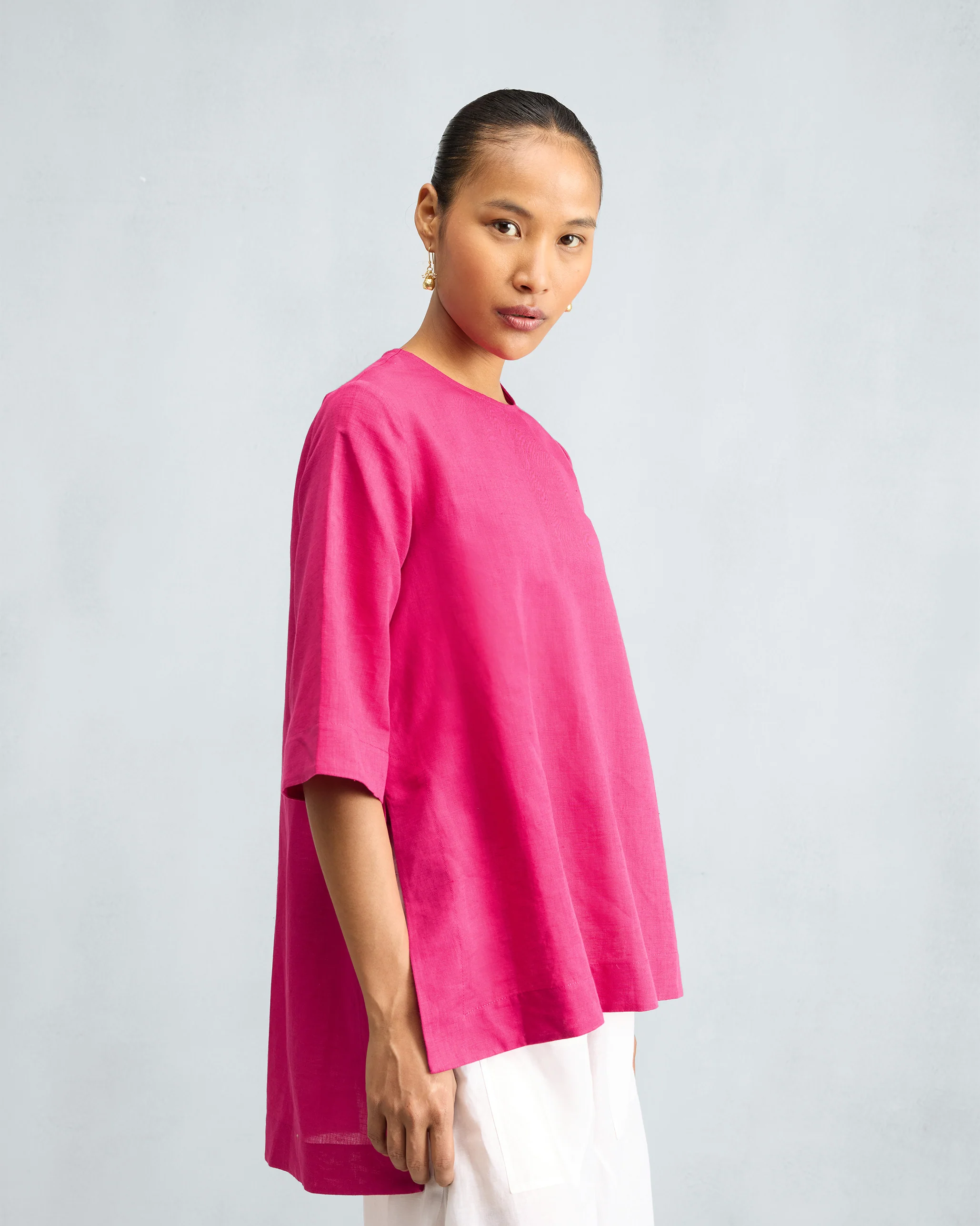 High Slit Top - Fuchsia - Image 2