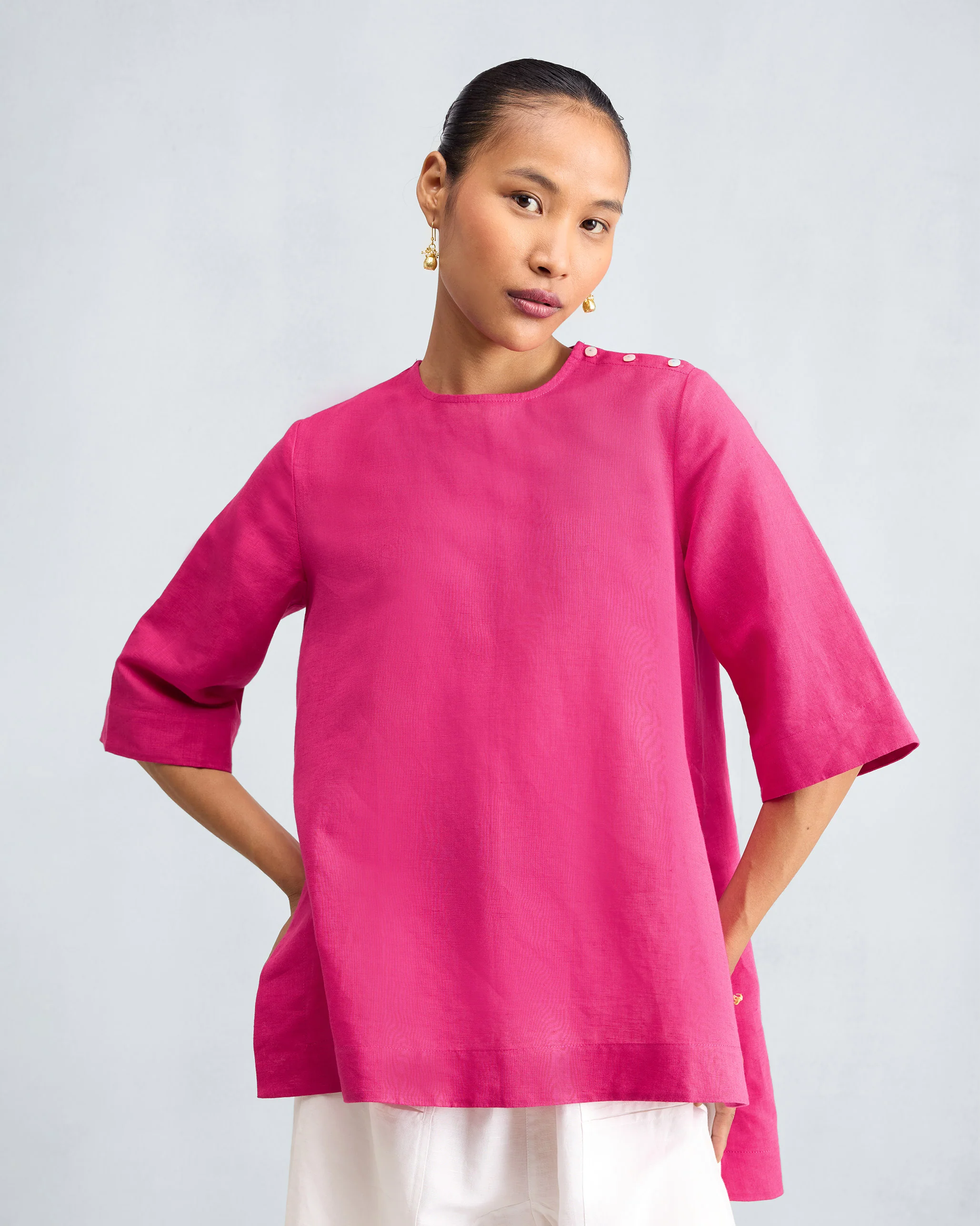 High Slit Top - Fuchsia - Image 5