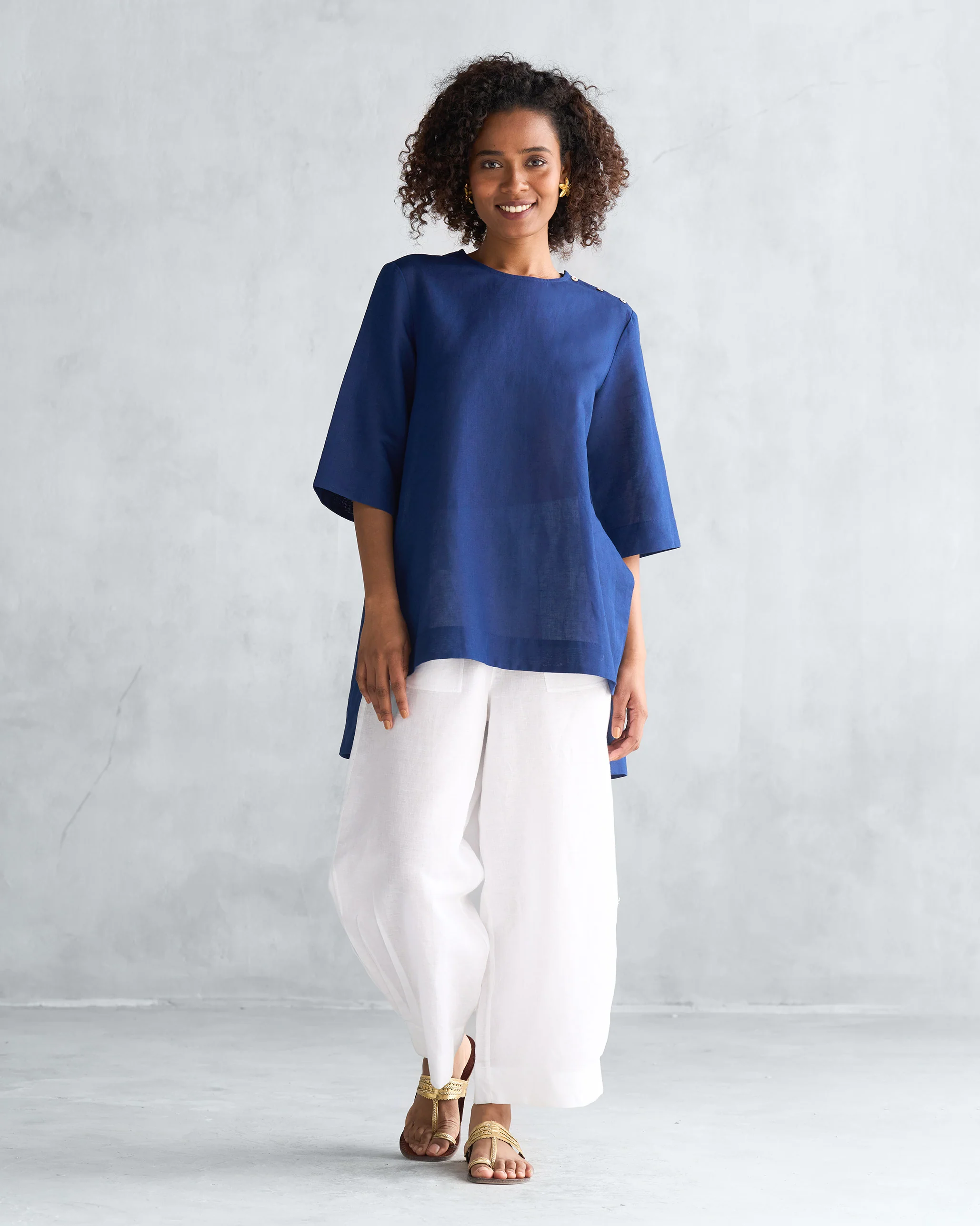 High Slit Top - Navy - Image 4