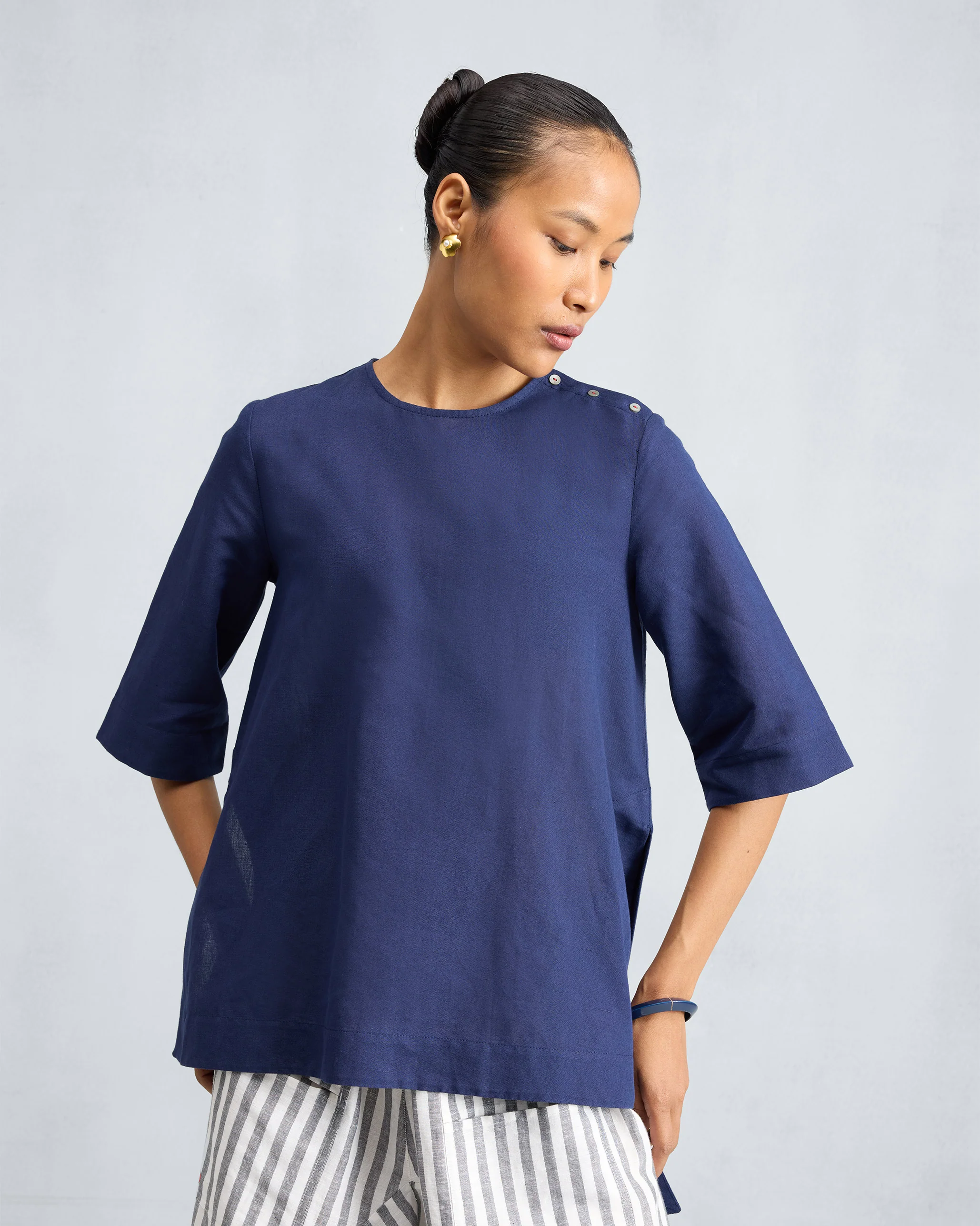 High Slit Top - Ink Blue - Image 7