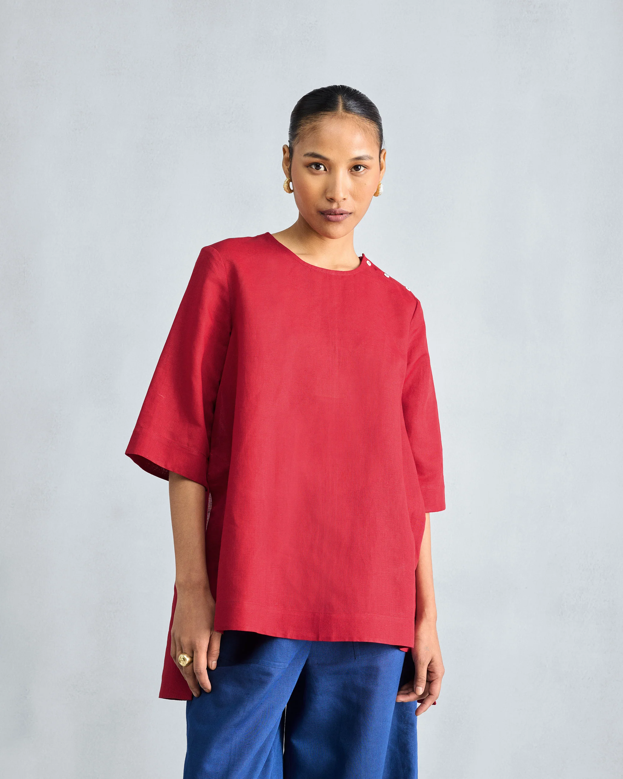 High Slit Top - Red - Image 2
