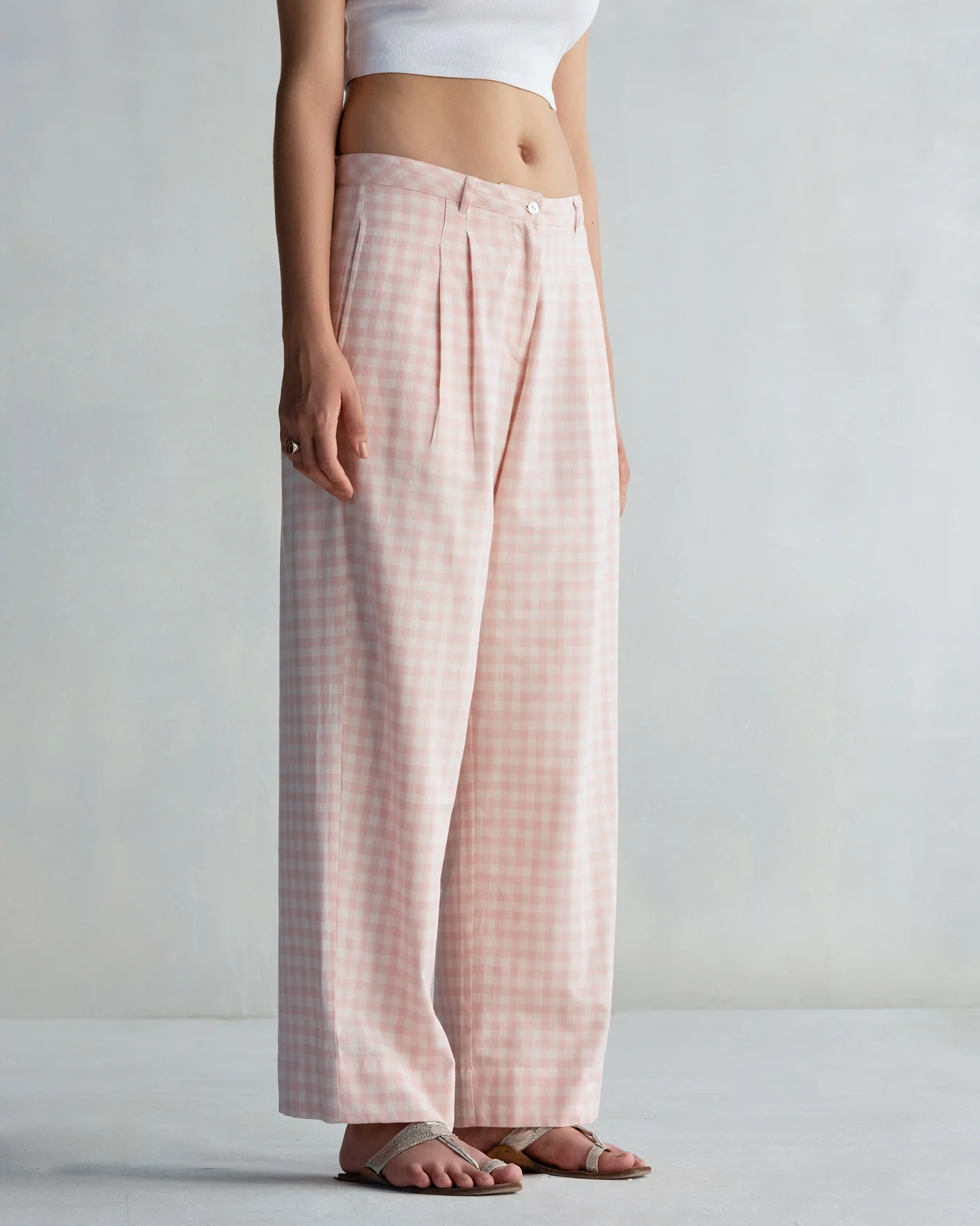 High Waist Pants - Pink & White - Image 2