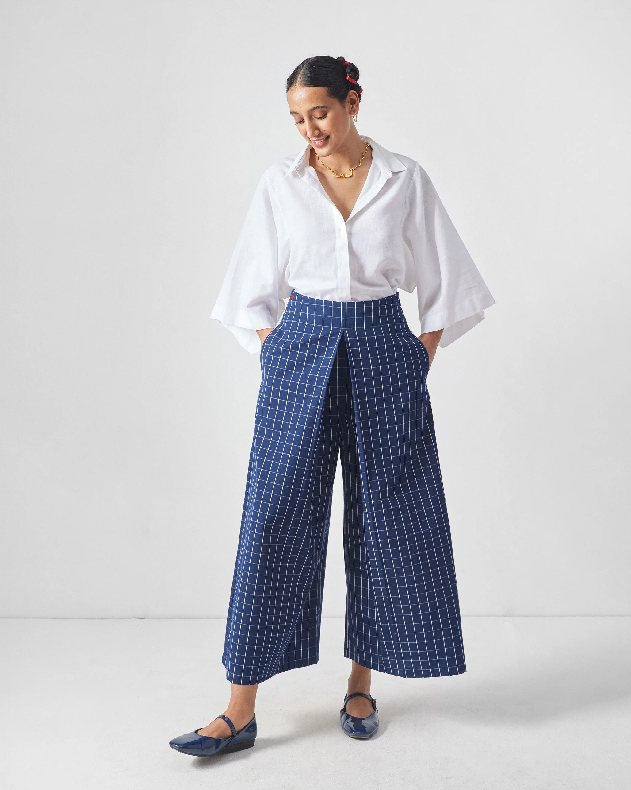 Hinata Pants - Navy & White Checks - Image 5