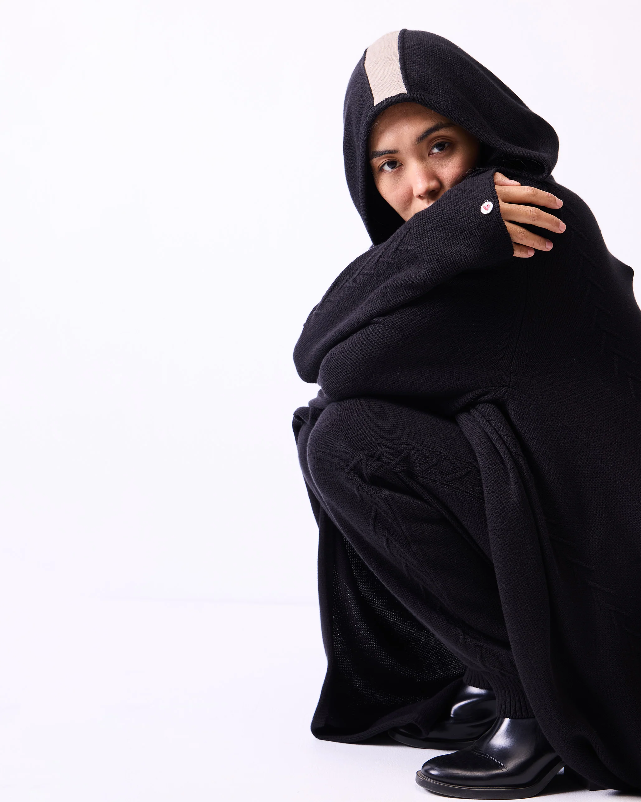 Hoodie Cardigan - Black - Image 2