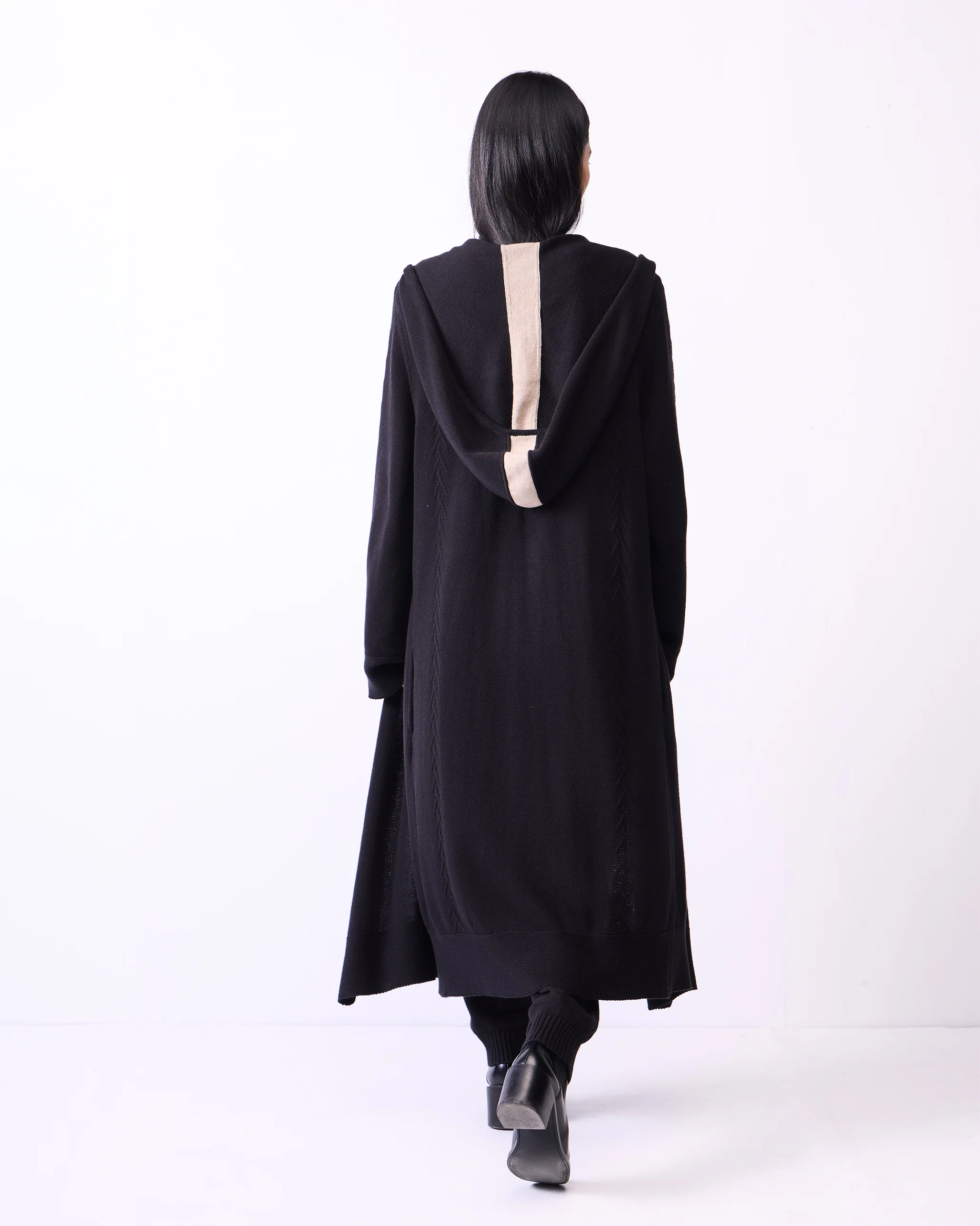 Hoodie Cardigan - Black - Image 7