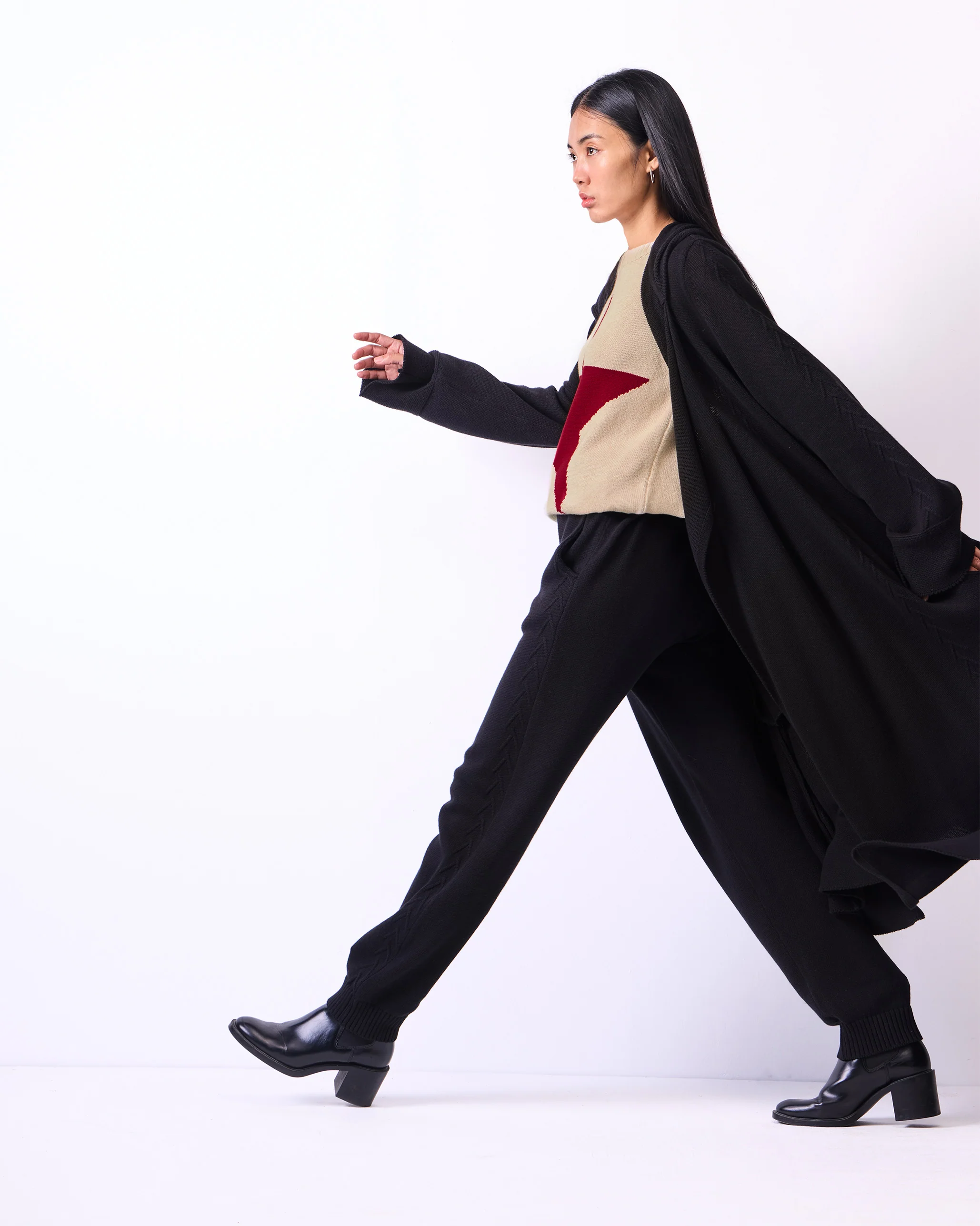 Hoodie Cardigan - Black - Image 8