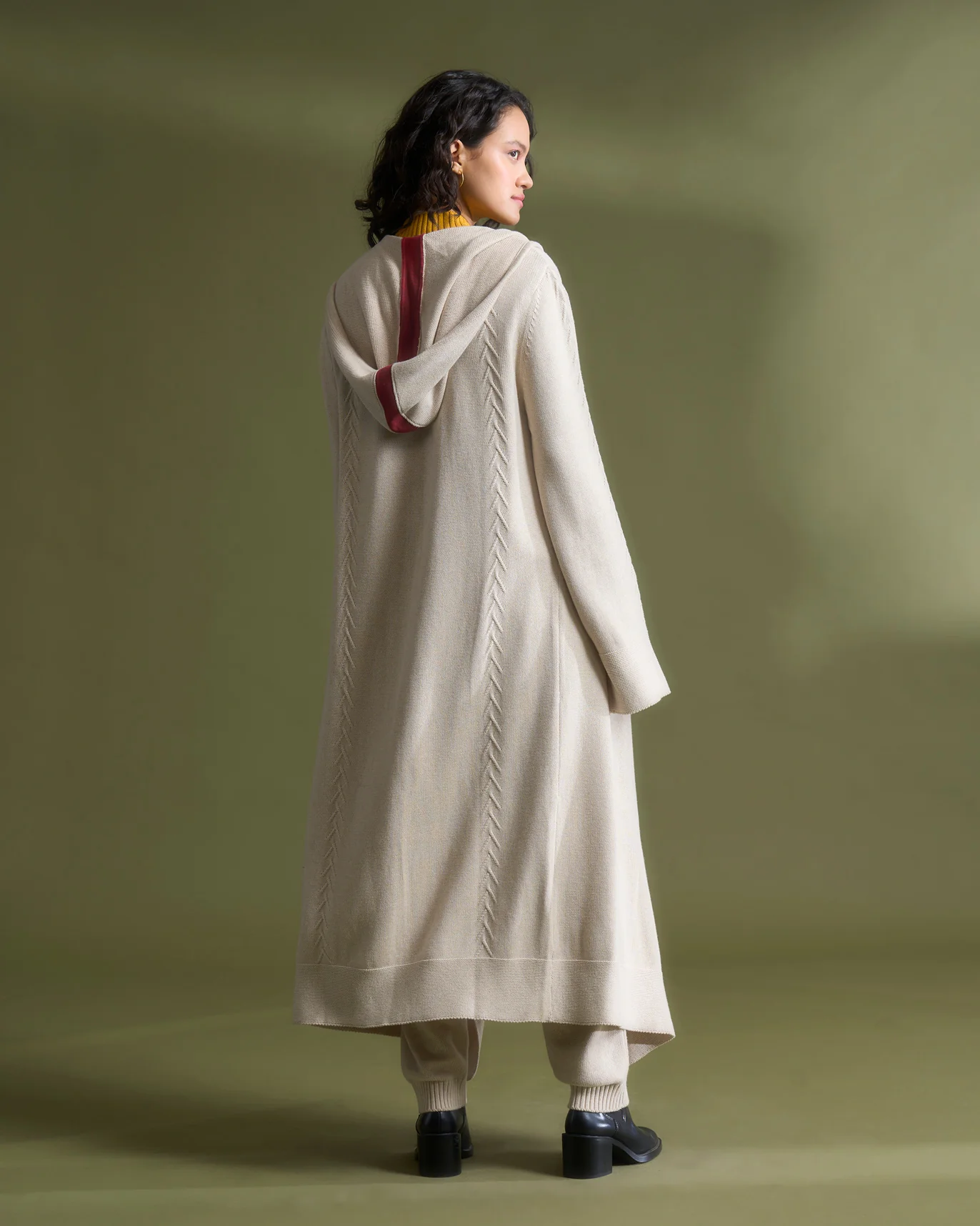 Hoodie Cardigan - Oatmeal - Image 3